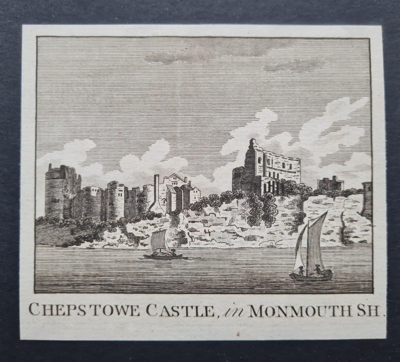 Antique 1786 print – Chepstow Castle in Monmouthshire – Wales – Copper Engraving