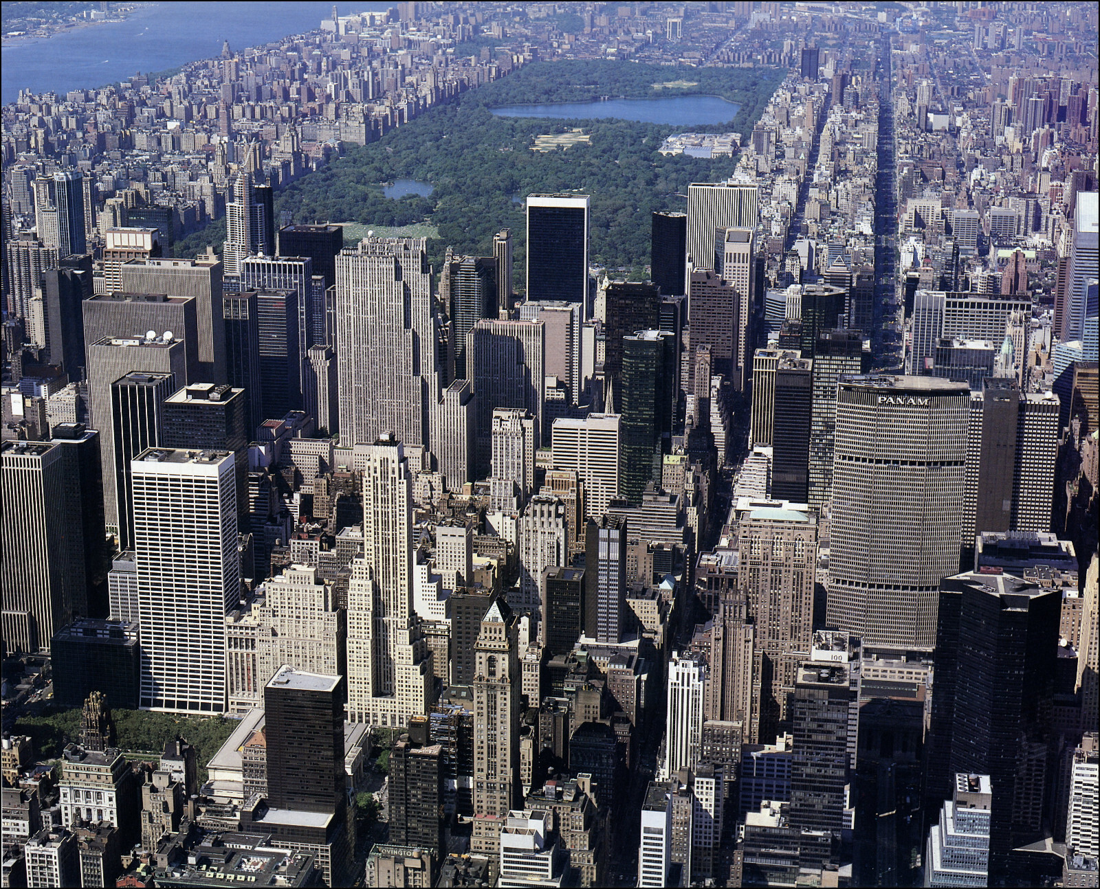 1988 Vintage Print Manhattan Skyline Central Park New York City Aerial View