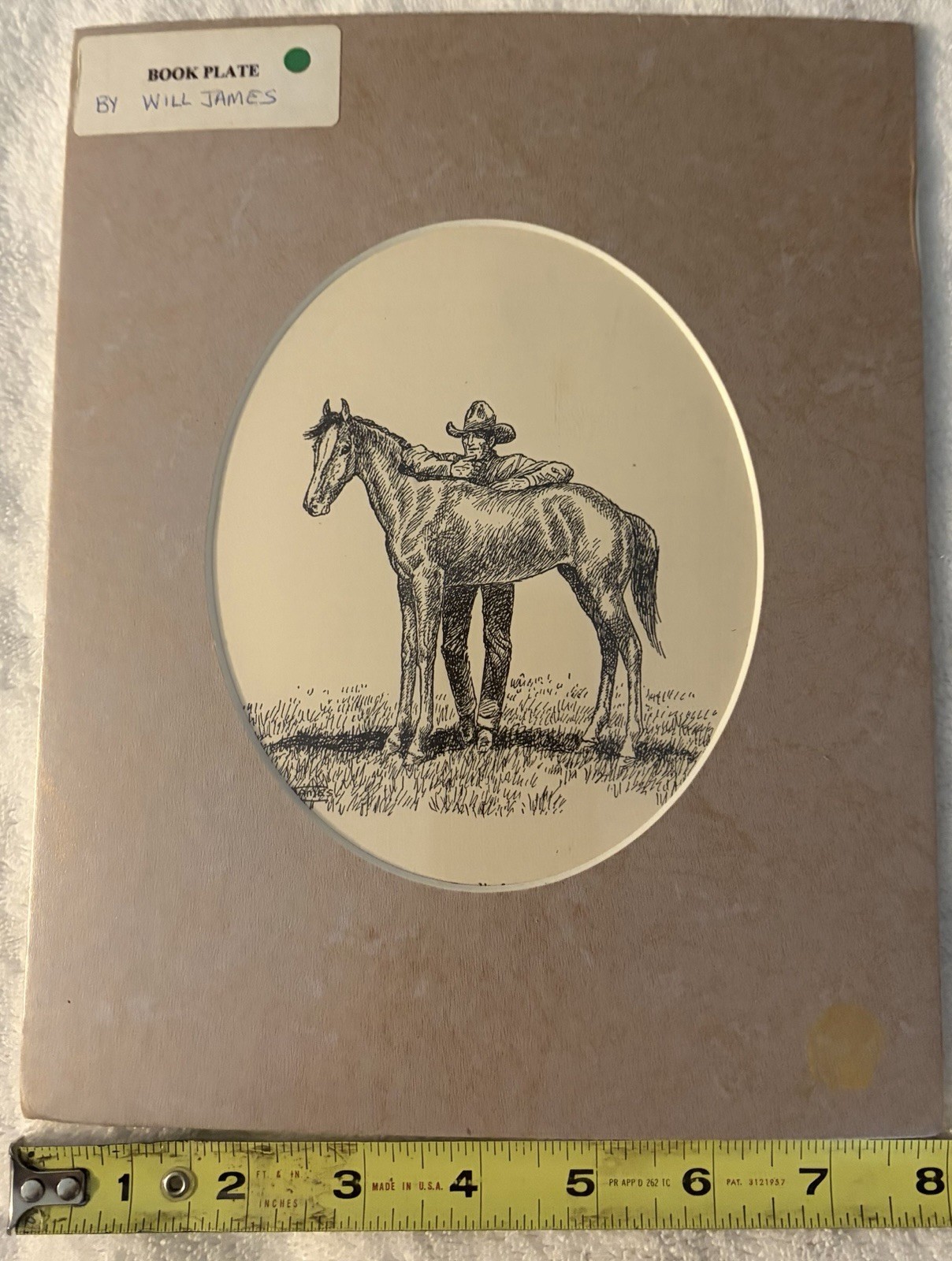 Will James Matted Cowboy Art Book Plate Print 8 x 10 Inches Signed by Artist