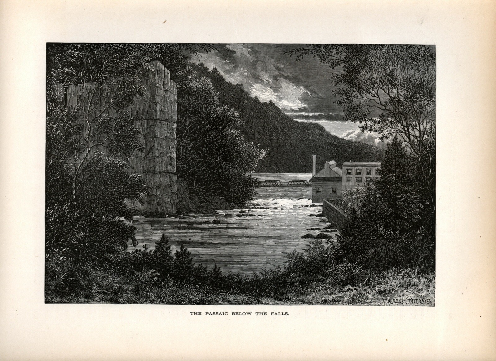 Passaic River Northern New Jersey, 1874 Historic American Scene, Wood Engraving