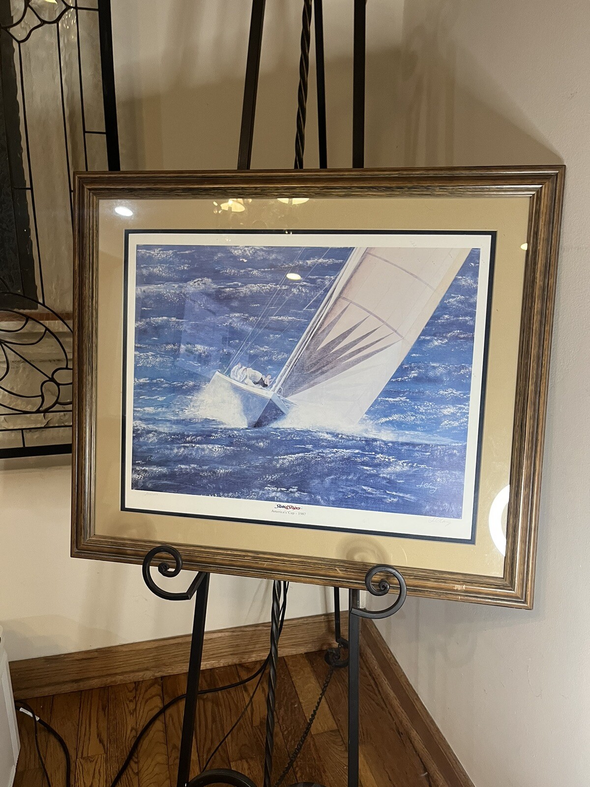 Rare Signed Jim Clary Lithograph, Stars and Stripes 1987 /1000 Sailing Framed