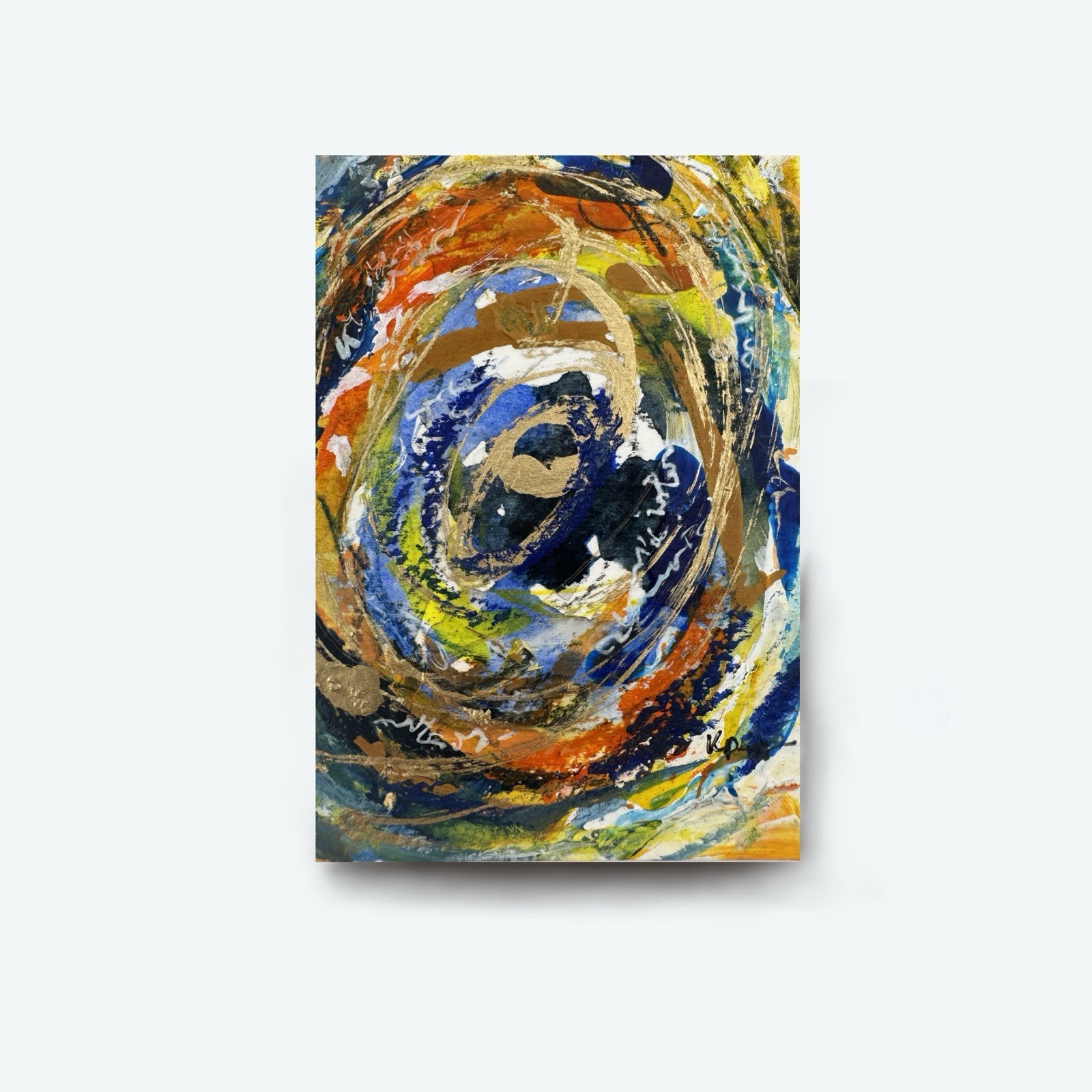 ACEO ATC Original Painting Art Abstract Concentric Circles Of Life