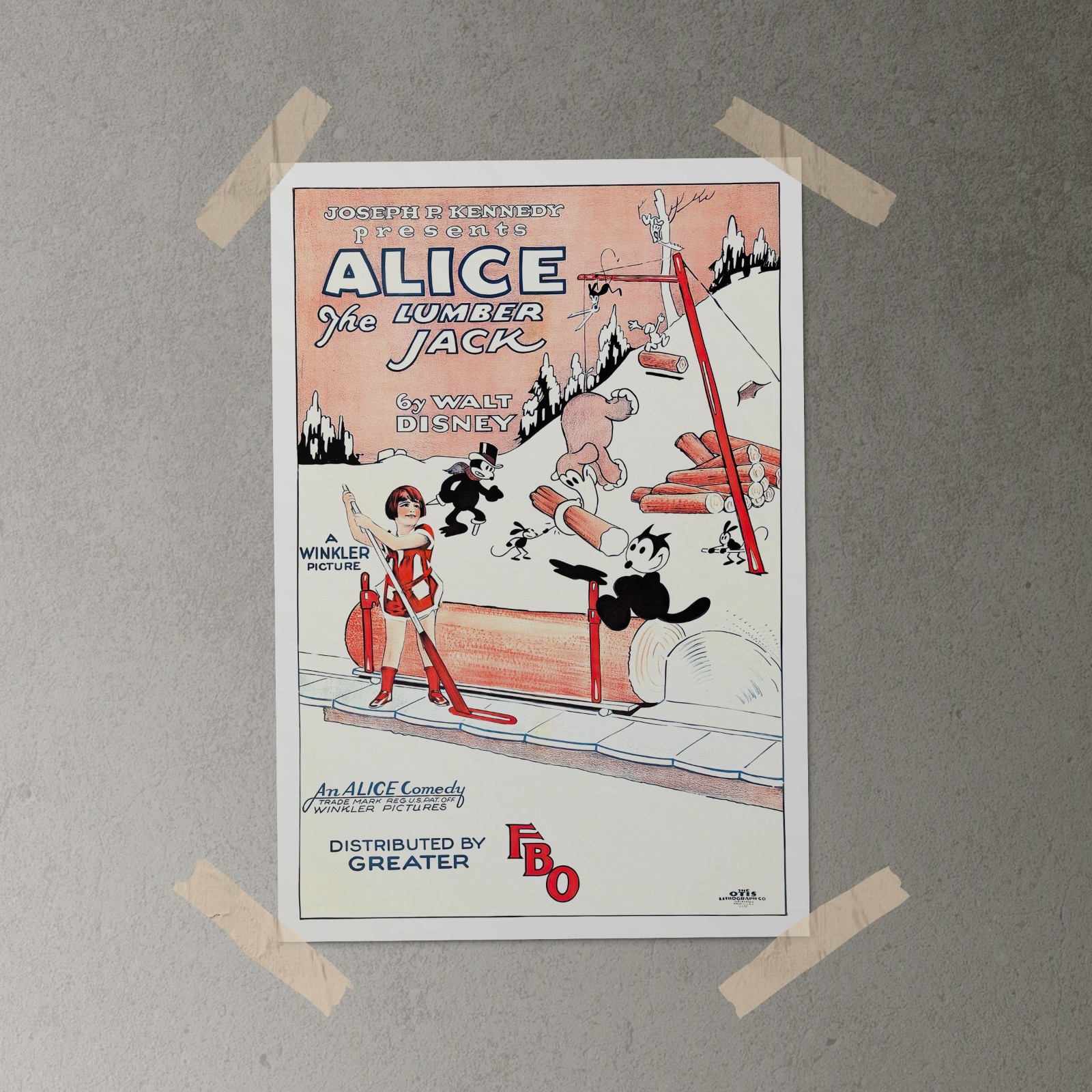 Alice the Lumber Jack Poster – 1926 Vintage Silent Cartoon Movie Decor Art Print