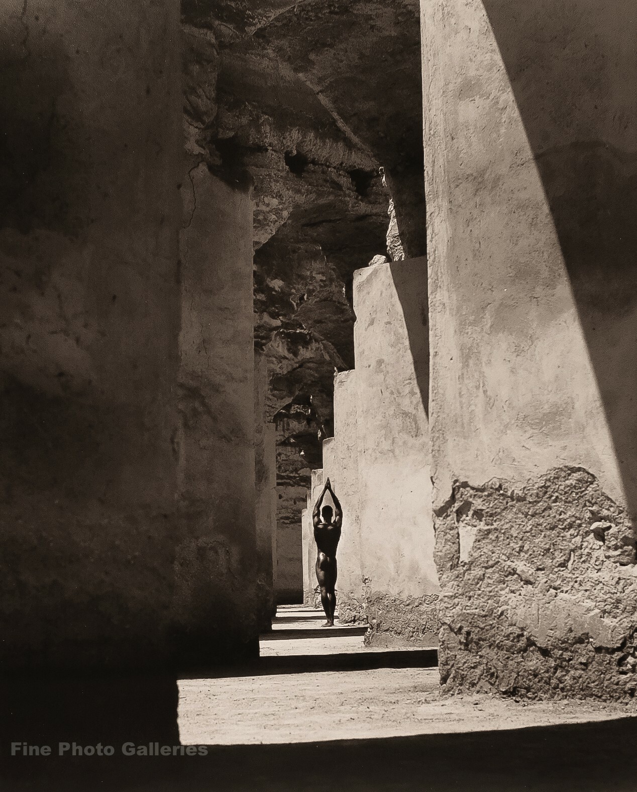 1992 Vintage HERB RITTS Male Nude Man Butt Morocco Architecture Photo Engraving