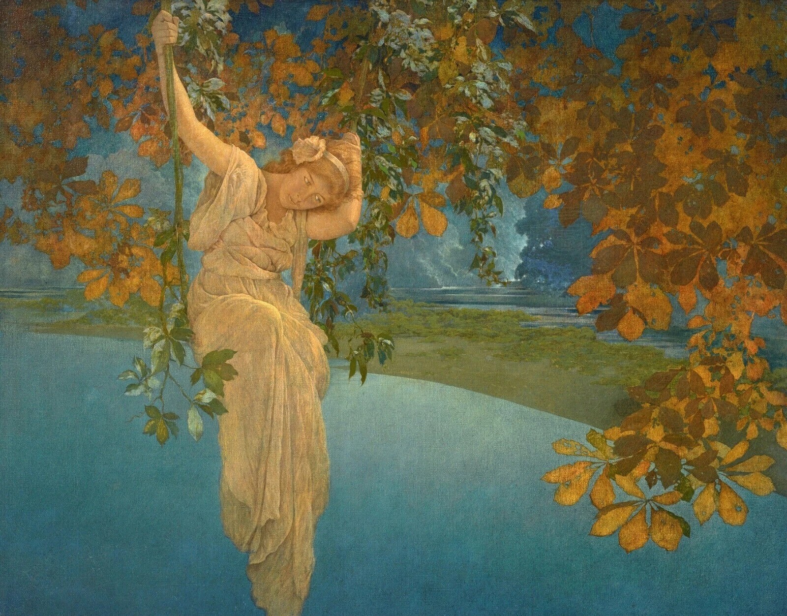 Maxfield Parrish Reveries VINTAGE art print antique painting