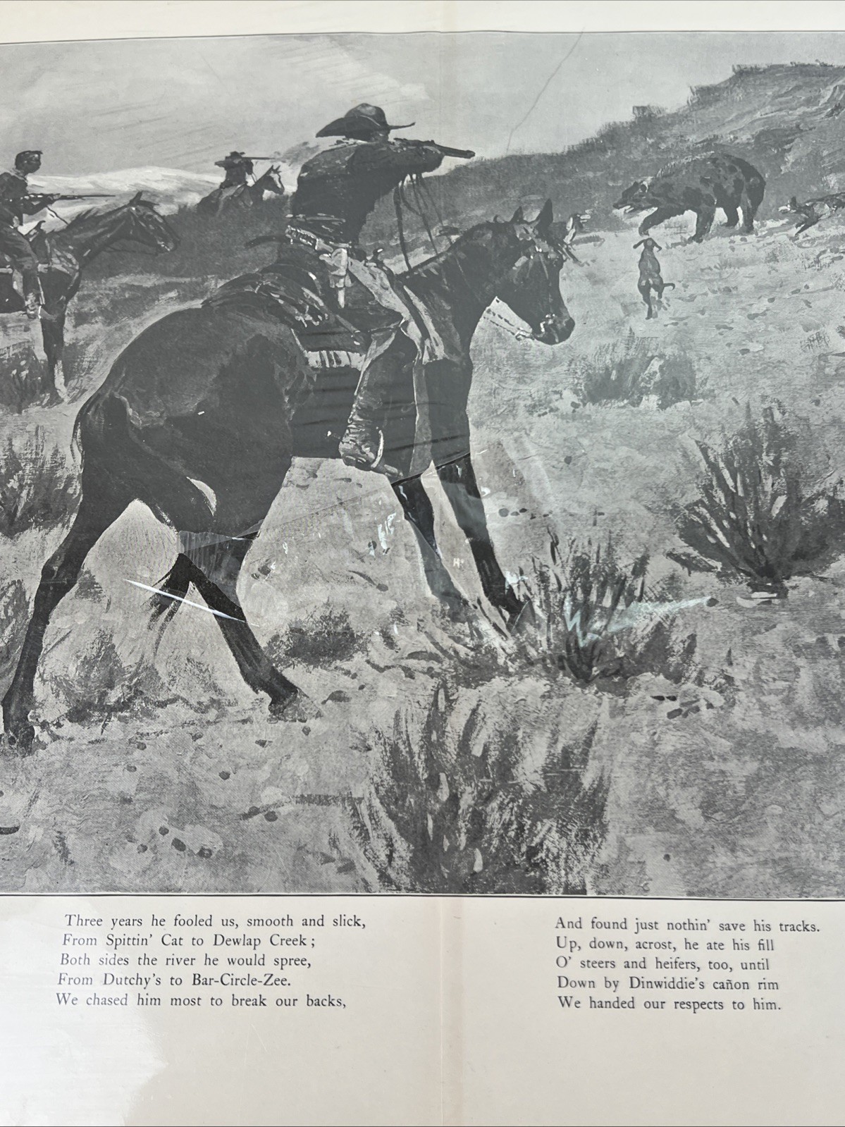 AT LAST Vintage 22 X 16 Frederic Remington original print Circa 1902 Art picture