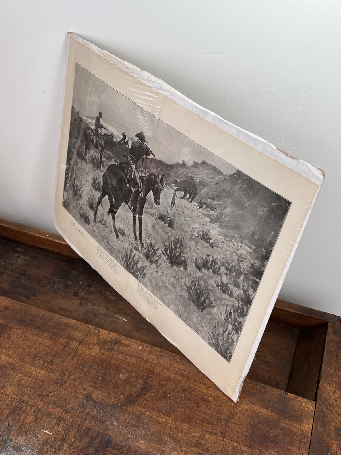 AT LAST Vintage 22 X 16 Frederic Remington original print Circa 1902 Art picture