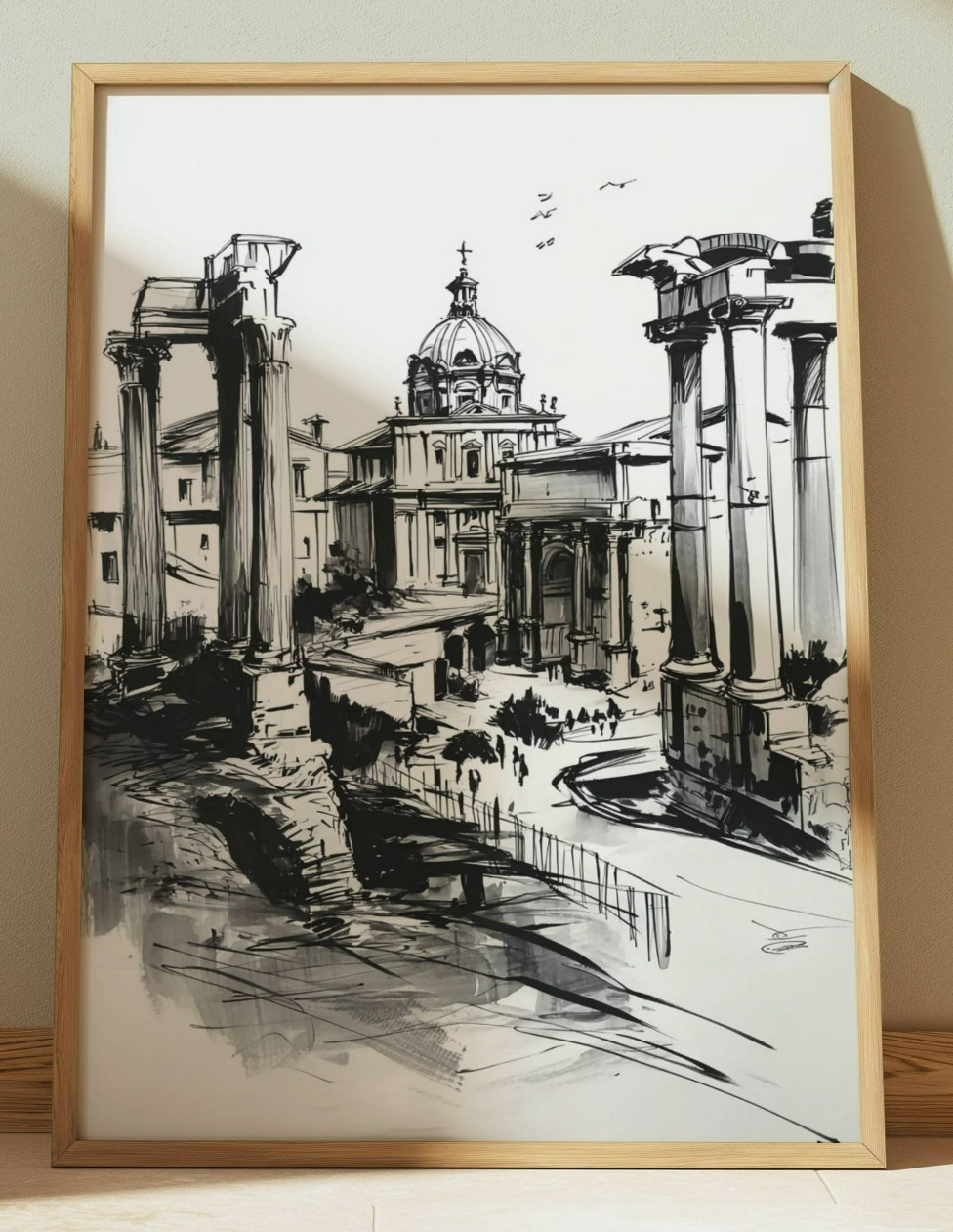 ROMAN FORUM ITALY ROME INK DRAWING PRINT SKETCH 8″ x 10″ ROMAN FORUM ITALY