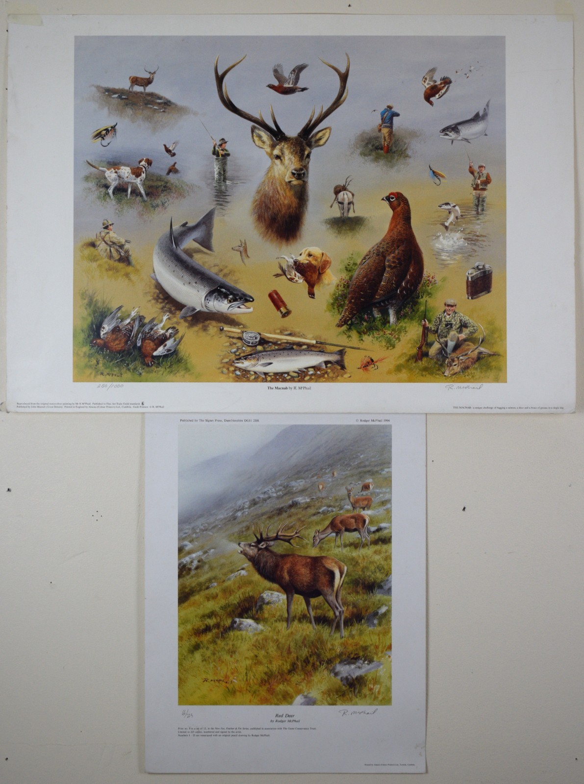The Macnab & Red Deer. 2 Limited edition prints by listed artist Rodger McPhail