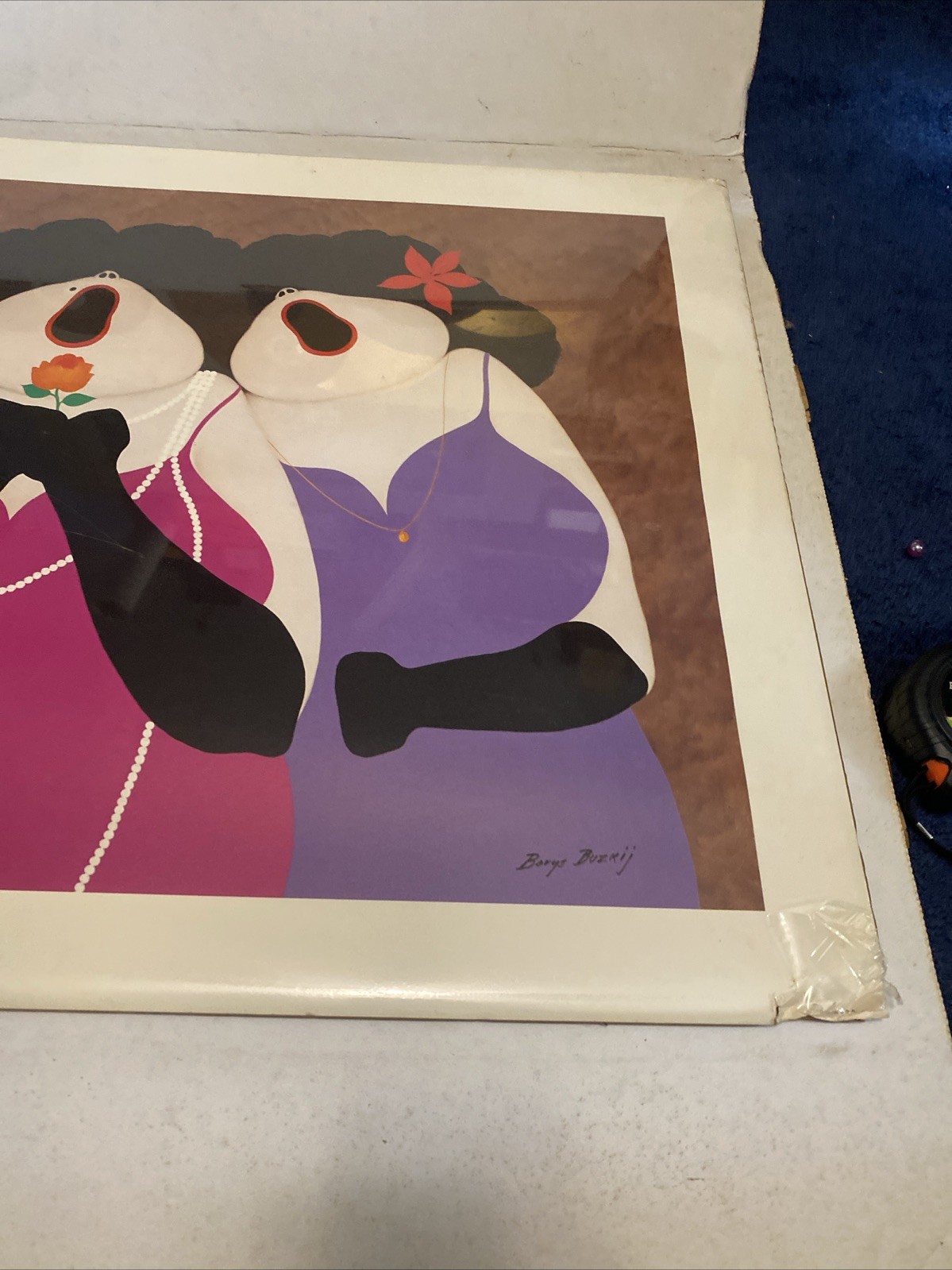 Borys Buzkij Large Quality Lithograph Trio 1986 36 x 24” Damaged Corners