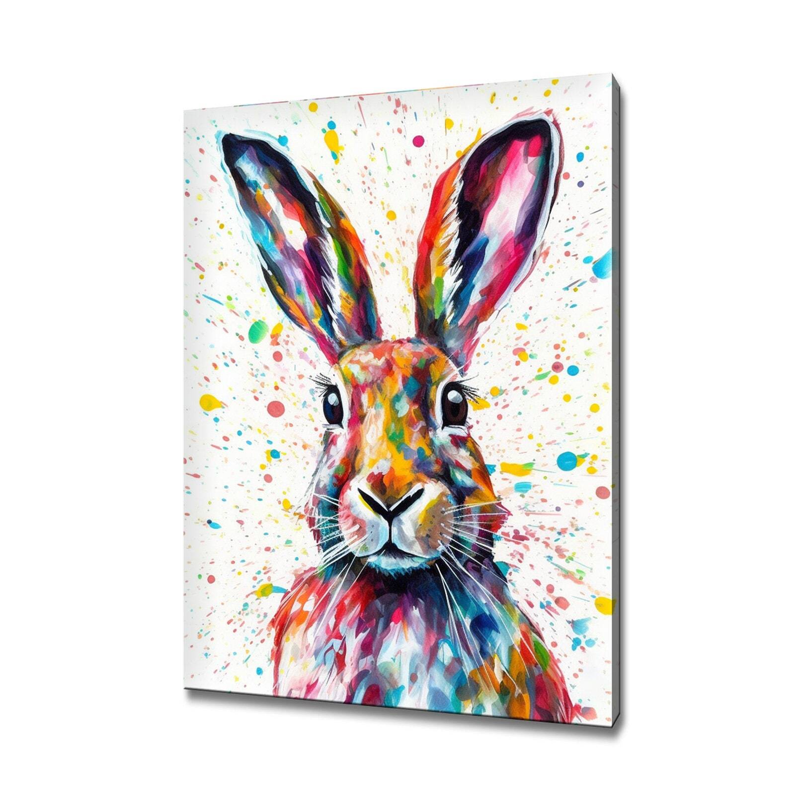 Hare Abstract Colourful Canvas Print Picture Wall Hanging Handmade Art Print
