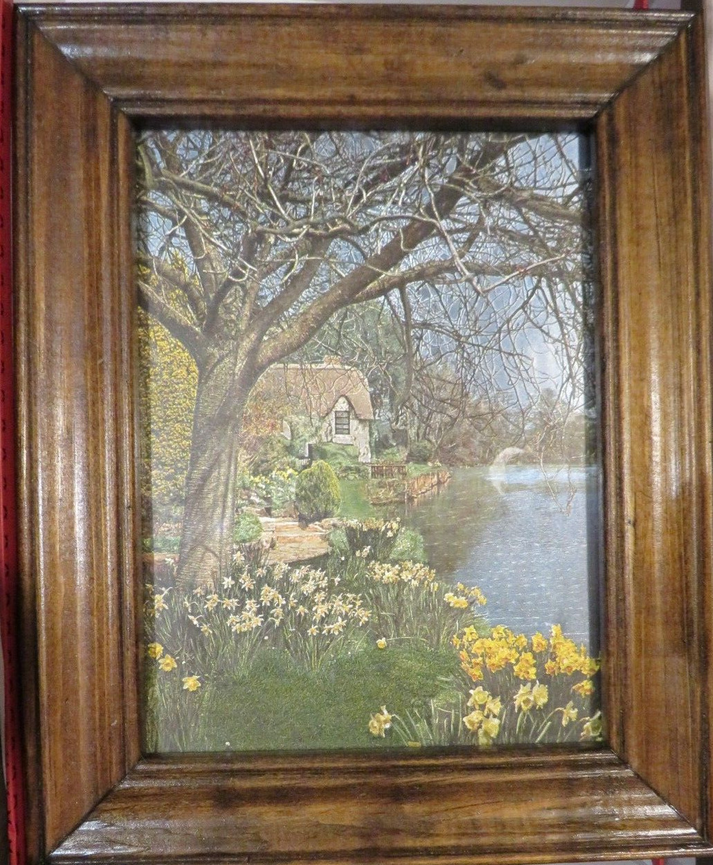 Vintage – Foli Art Paint Print Country View -Framed 10 1/2″ x 8 1/2″