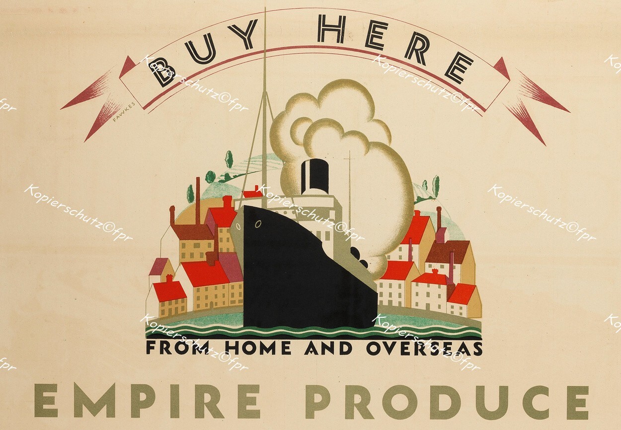 Poster Advertising Art Deco England London Empire Commonwealth Trade Steamship