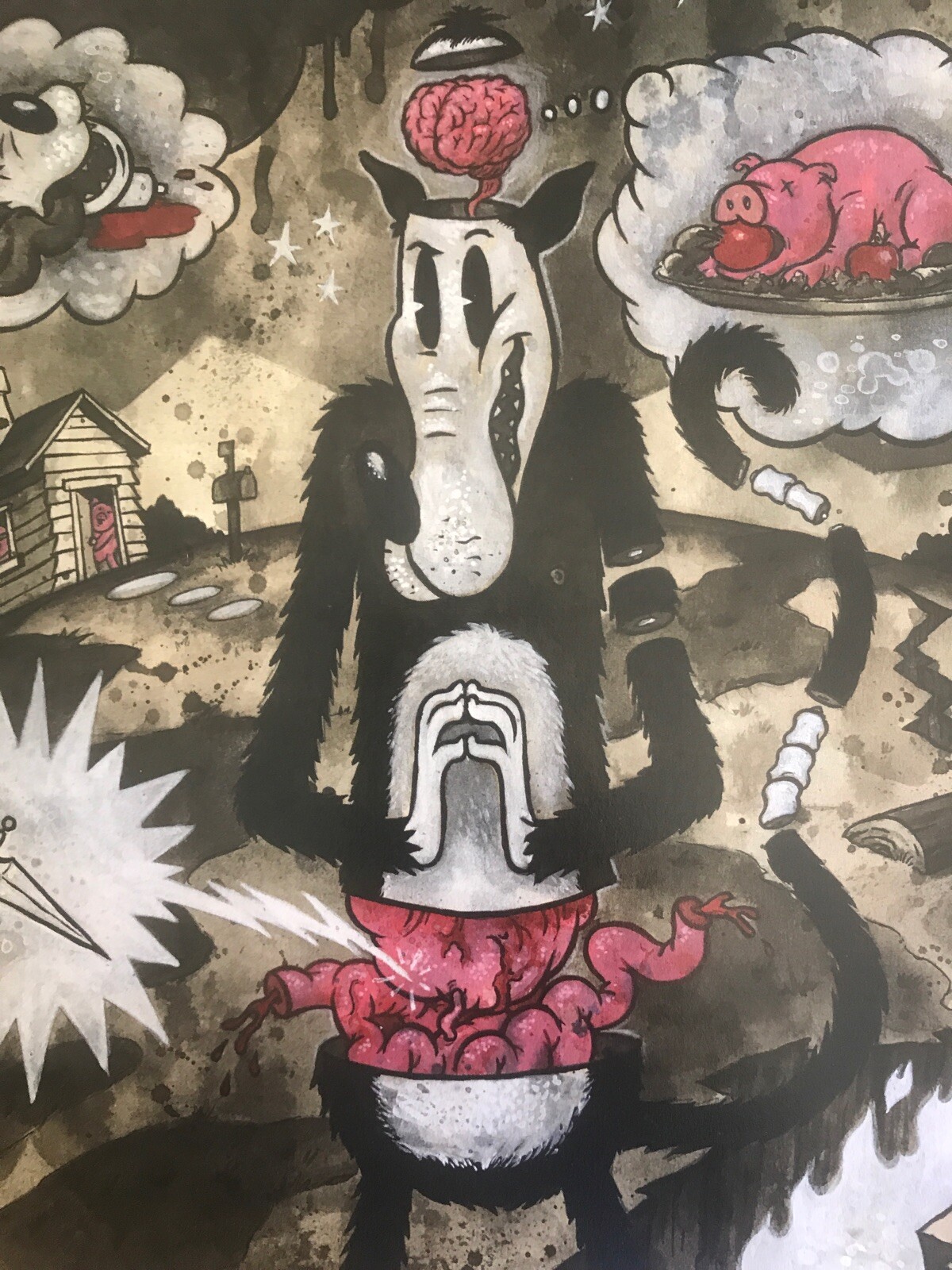 Hunger Pains 11×14 signed print By Frank Forte Pop Surrealism Betty Boop