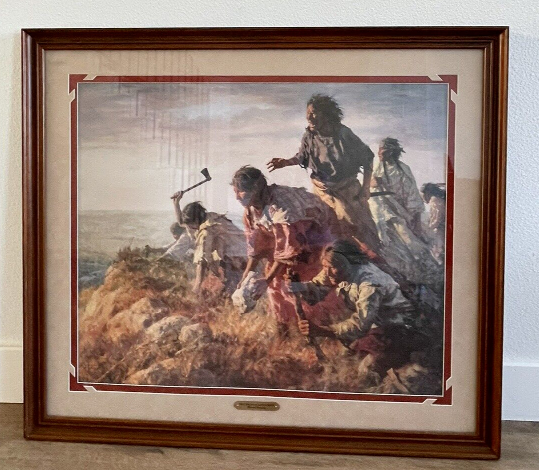 Howard Terpning LE Digging in at Sappa Creek framed print excellent condition