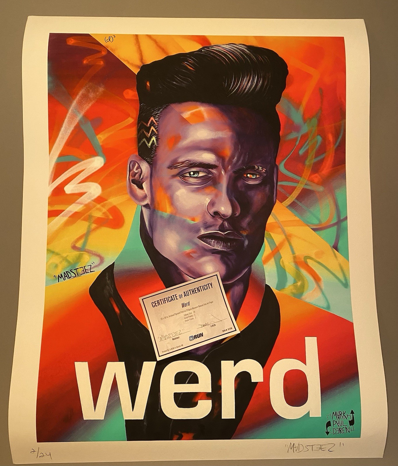 Madsteez Werd Mark Paul Deren Art Print Limited Edition Signed X/24 OVERSIZE COA