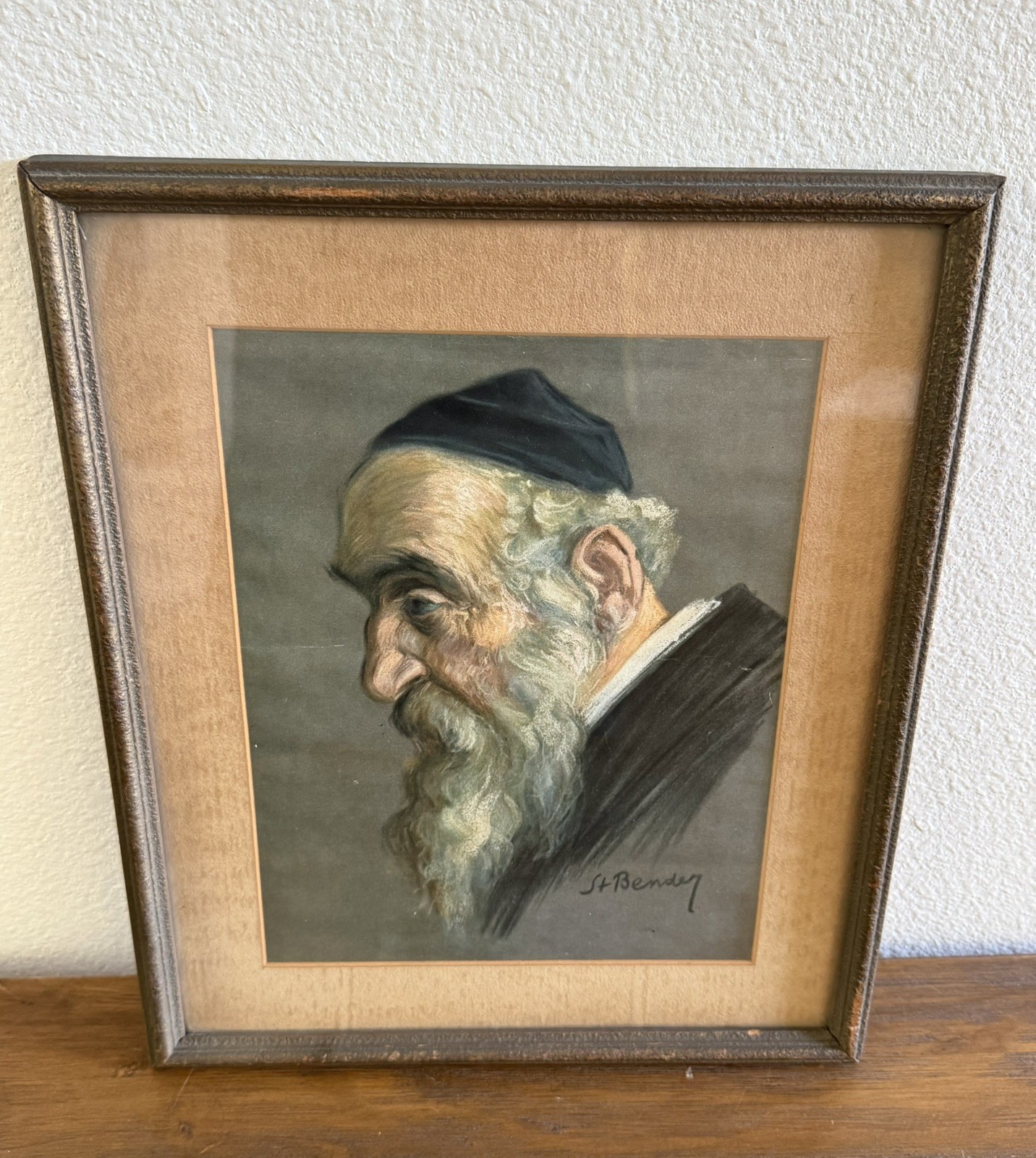 Antique Framed Print “The Talmudist” by Stanislaus Bender circa 1920