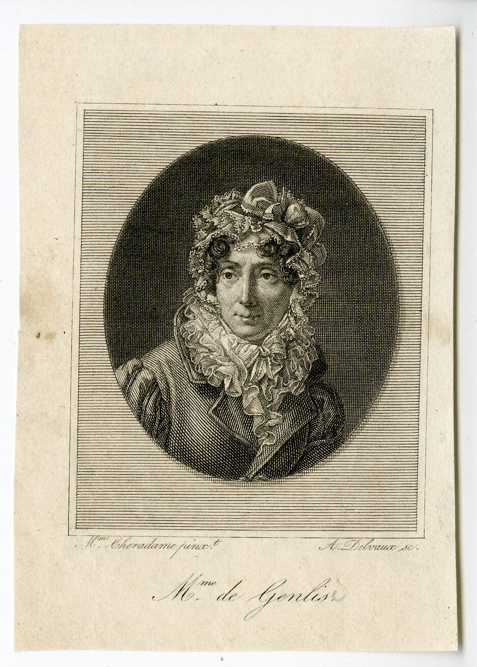 Antique Print – COMTESSE DE GENLIS-MADAME-PORTRAIT-DELVAUX-CHERADAME – 1825