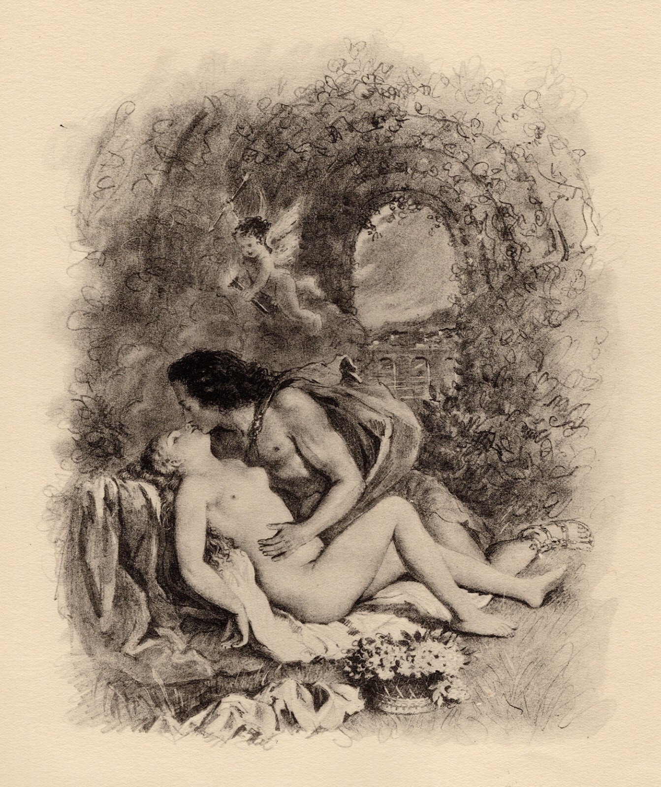 1947 Original Paul-Emile BECAT Limited Lithograph “Longing for Love” Framed COA