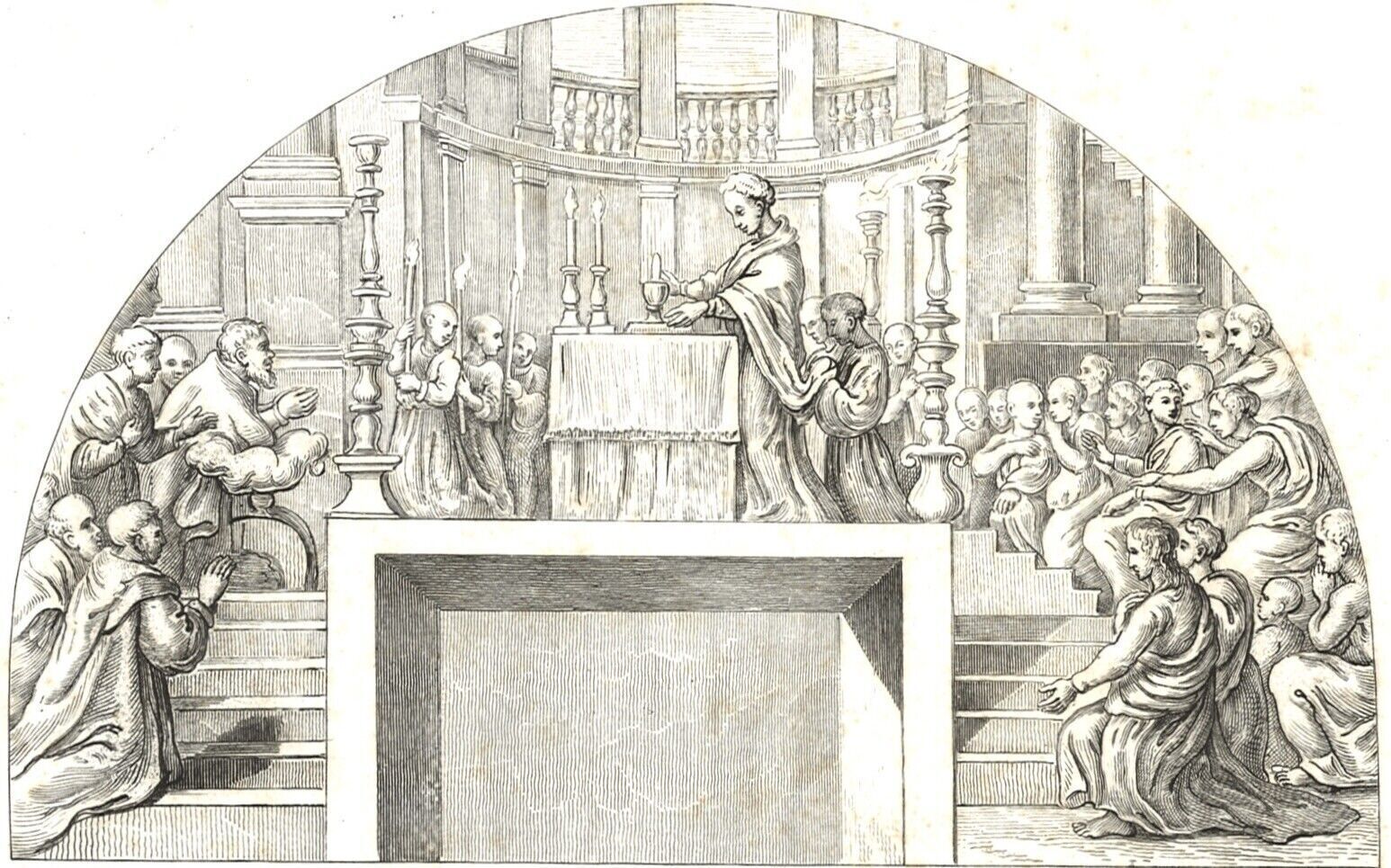 RAPHAEL ETCHING MIRACLE AT BOLSENA 1866 RENAISSANCE OLD MASTER ART PRINT
