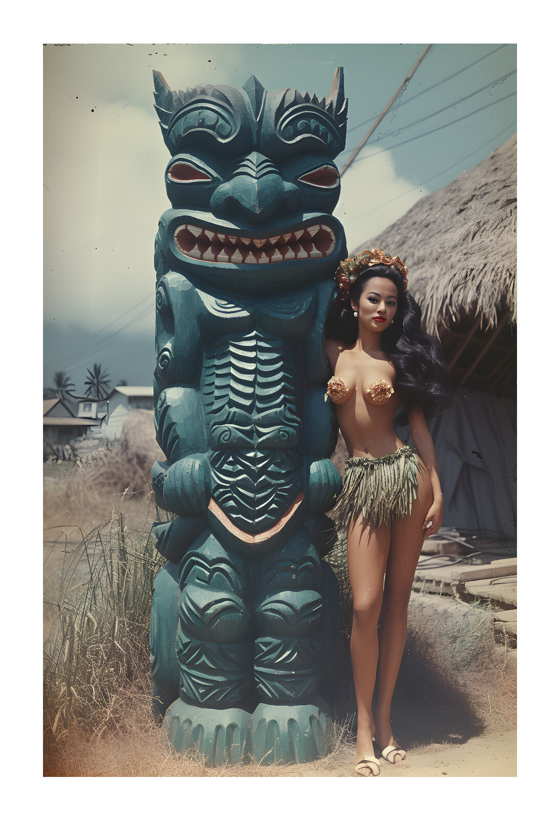 1950s Exotic Hula Dancer Tiki Art Print nhg2