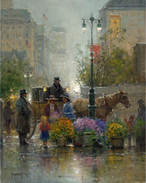 G. Harvey SHOPPING FOR FLOWERS A/P Canvas 2013 Focus on the Family ARTIST PROOF