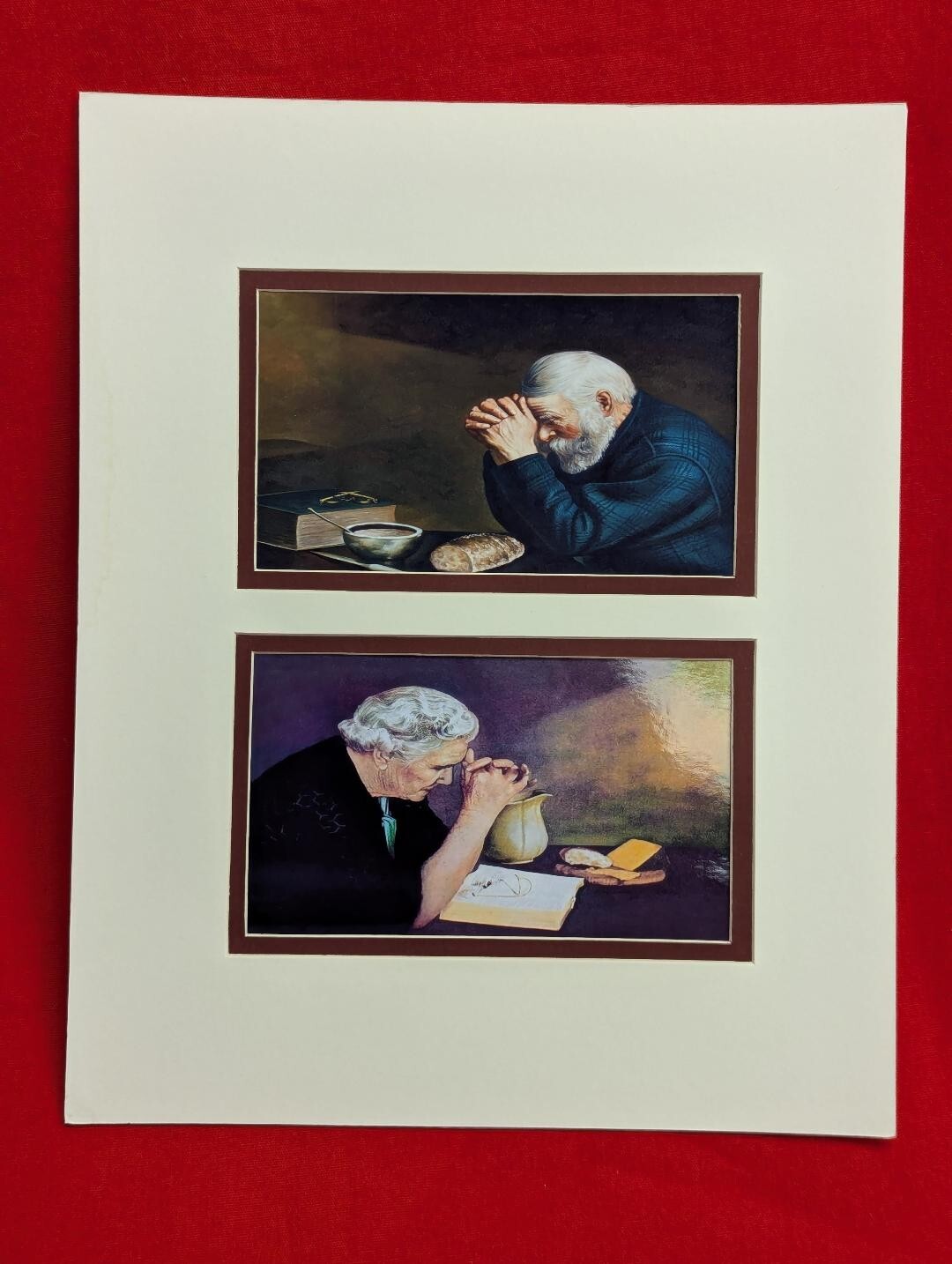 ENSTROM GARREN GRACE AND GRATITUDE MAN WOMAN PRAYING Brown Matted READY TO FRAME