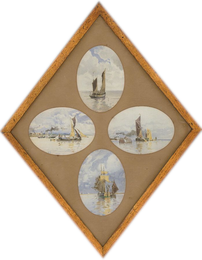 1932 Lithograph – Quartet Of Boats
