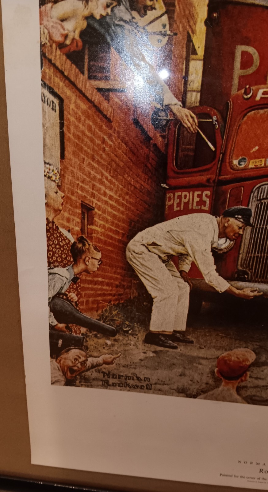 Rare Norman Rockwell “Roadblock” Hand Signed Offset Lithograph Excellent ! 1972