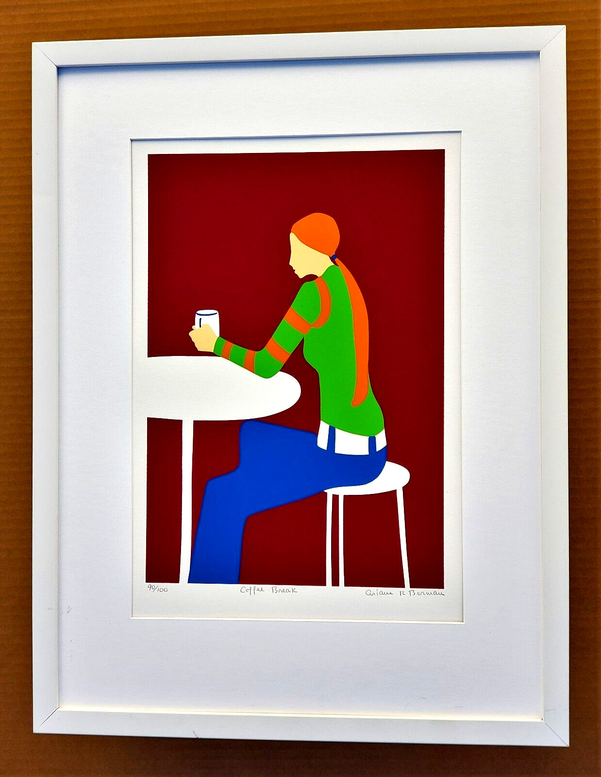 ARIANE BERMAN “Coffee Break” Original SIGNED Vintage 75 Ltd. Edition SCREENPRINT