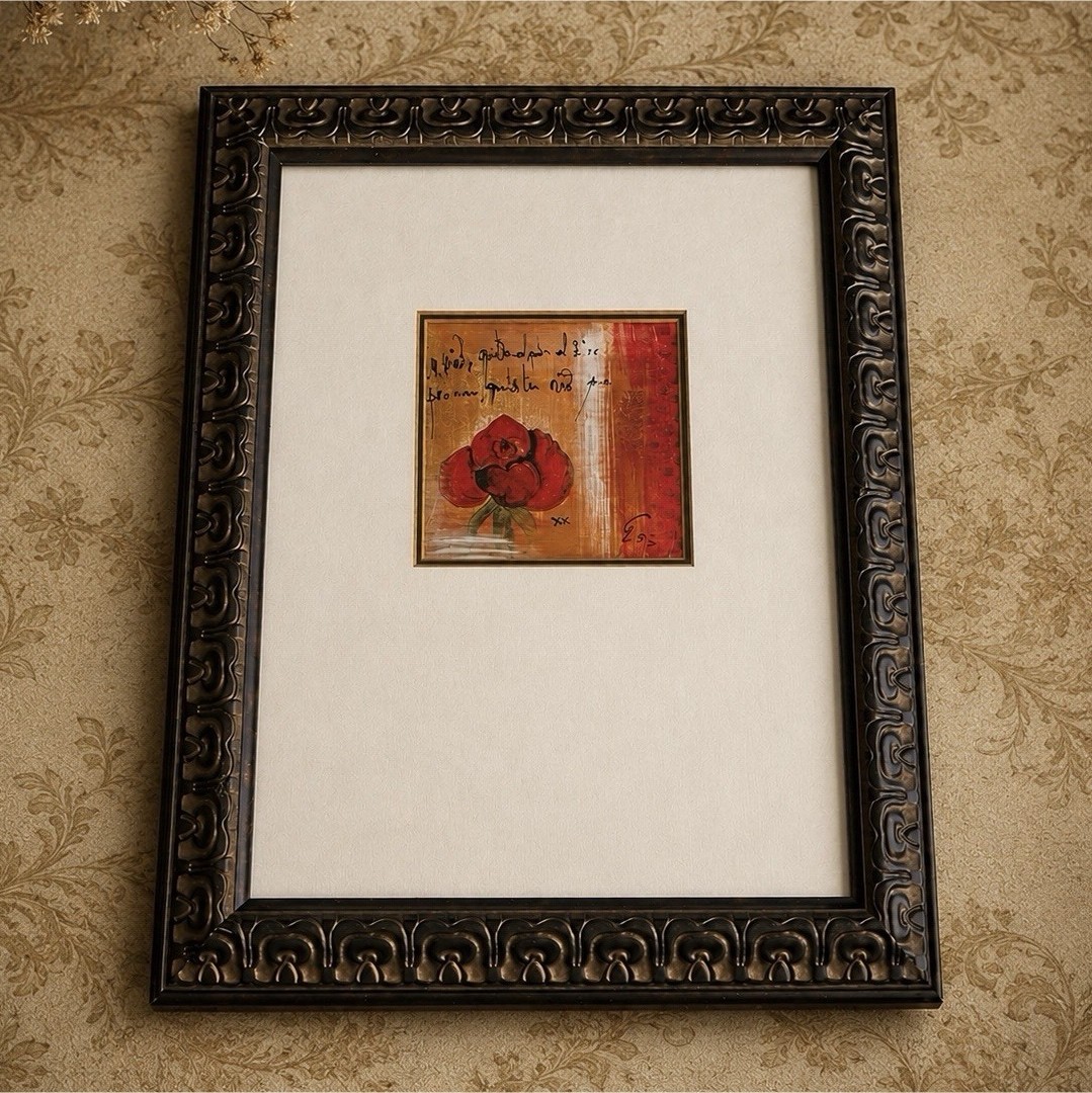 F.S. Signed Floral Botanical Art Print Matted Framed Wall Art Decor