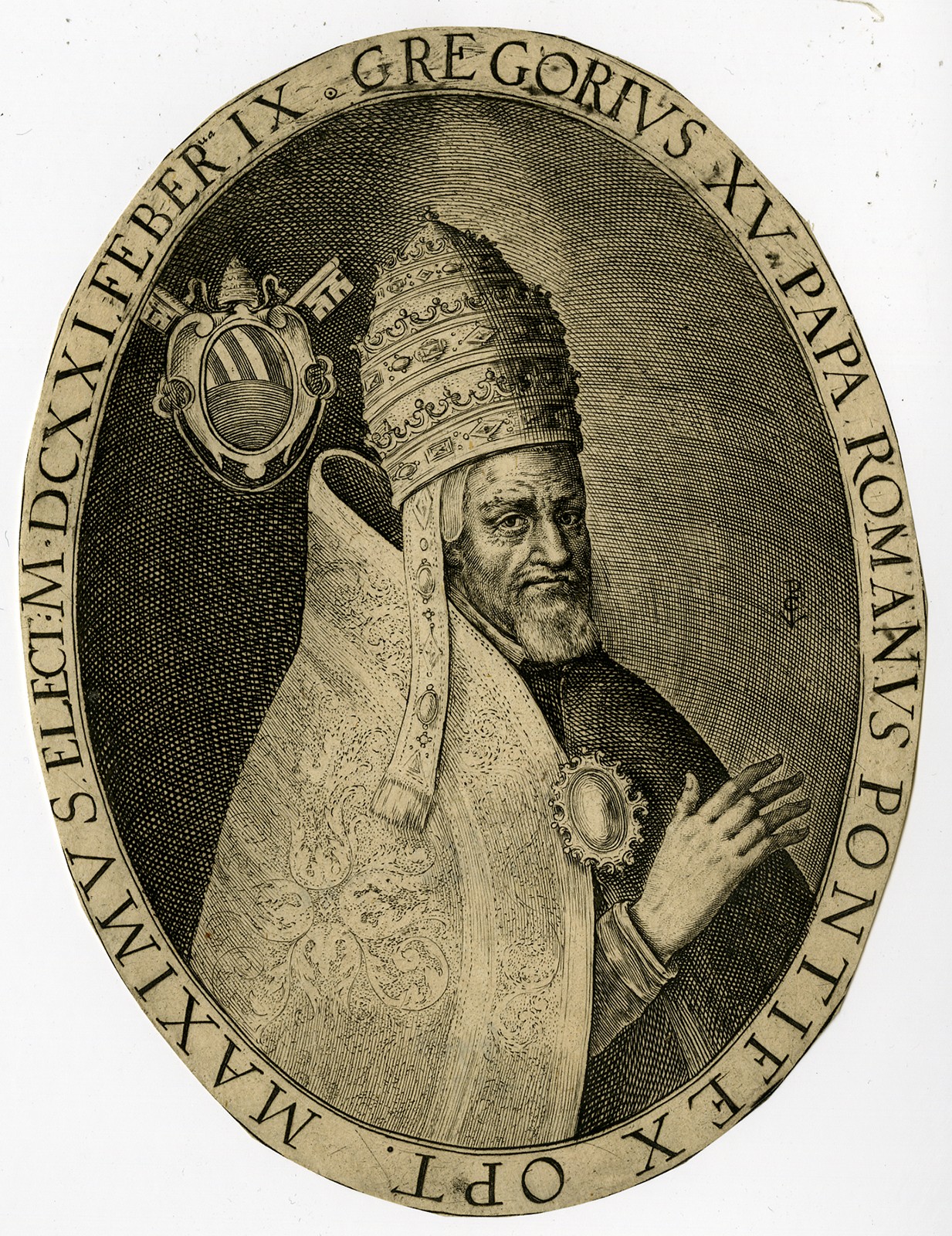 Antique Master Print-PORTRAIT-POPE-GREGORIUS XV-De Passe -ca. 1620