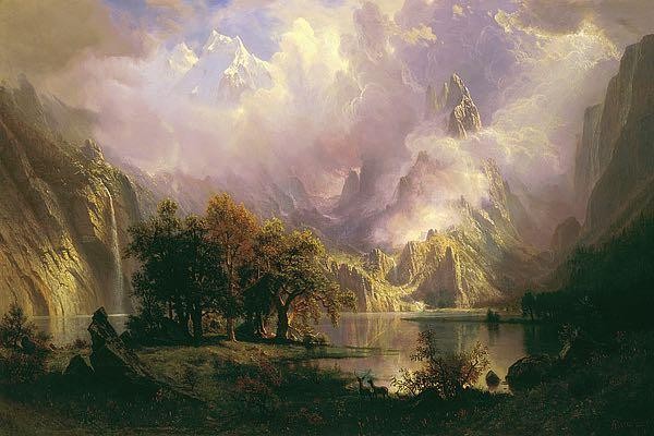 Albert Bierstadt Rocky Mountain Landscape- 1870 Open Edition 24×16