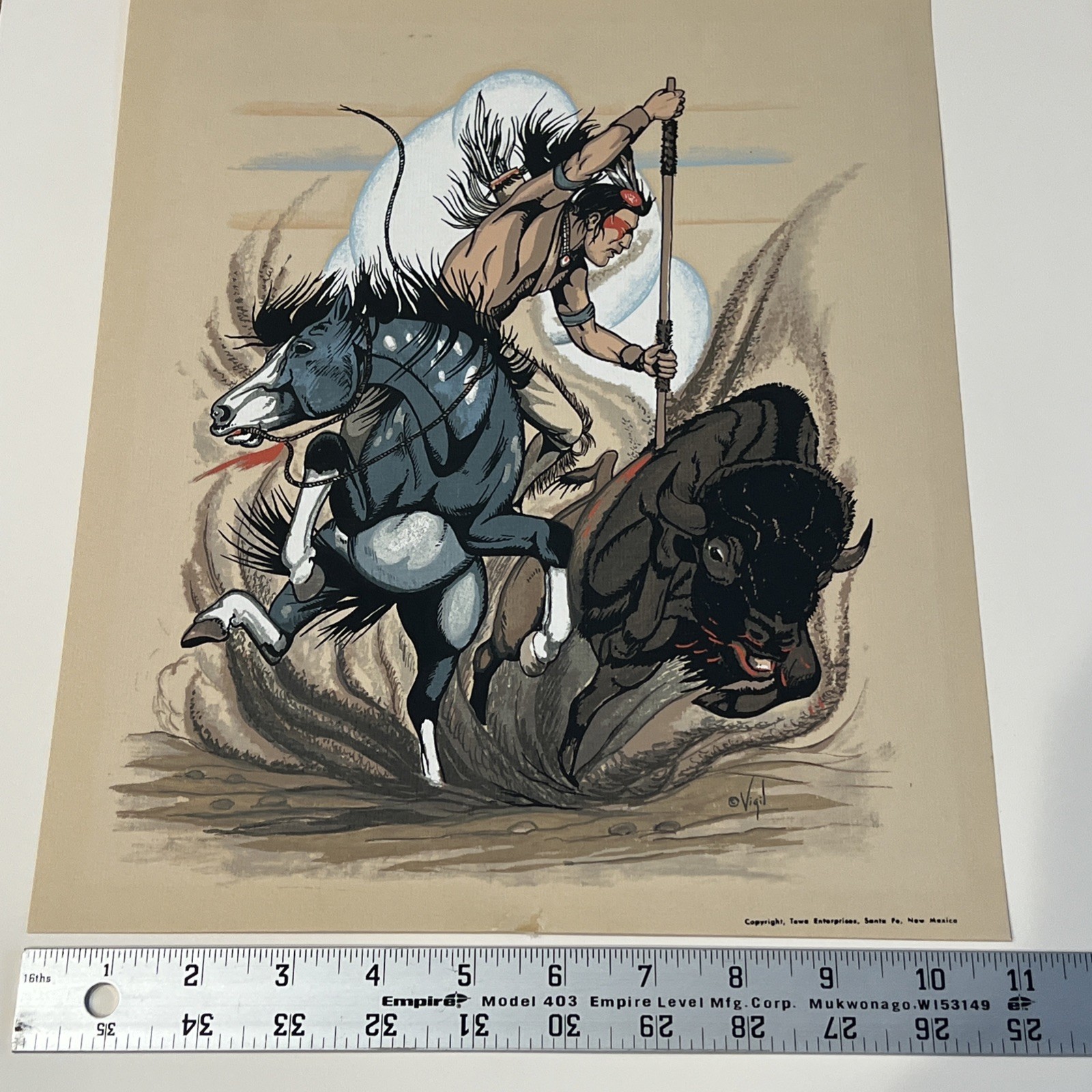 Frank Vigil Apache Artist Native American Indian on Horse Hunting Buffalo Print