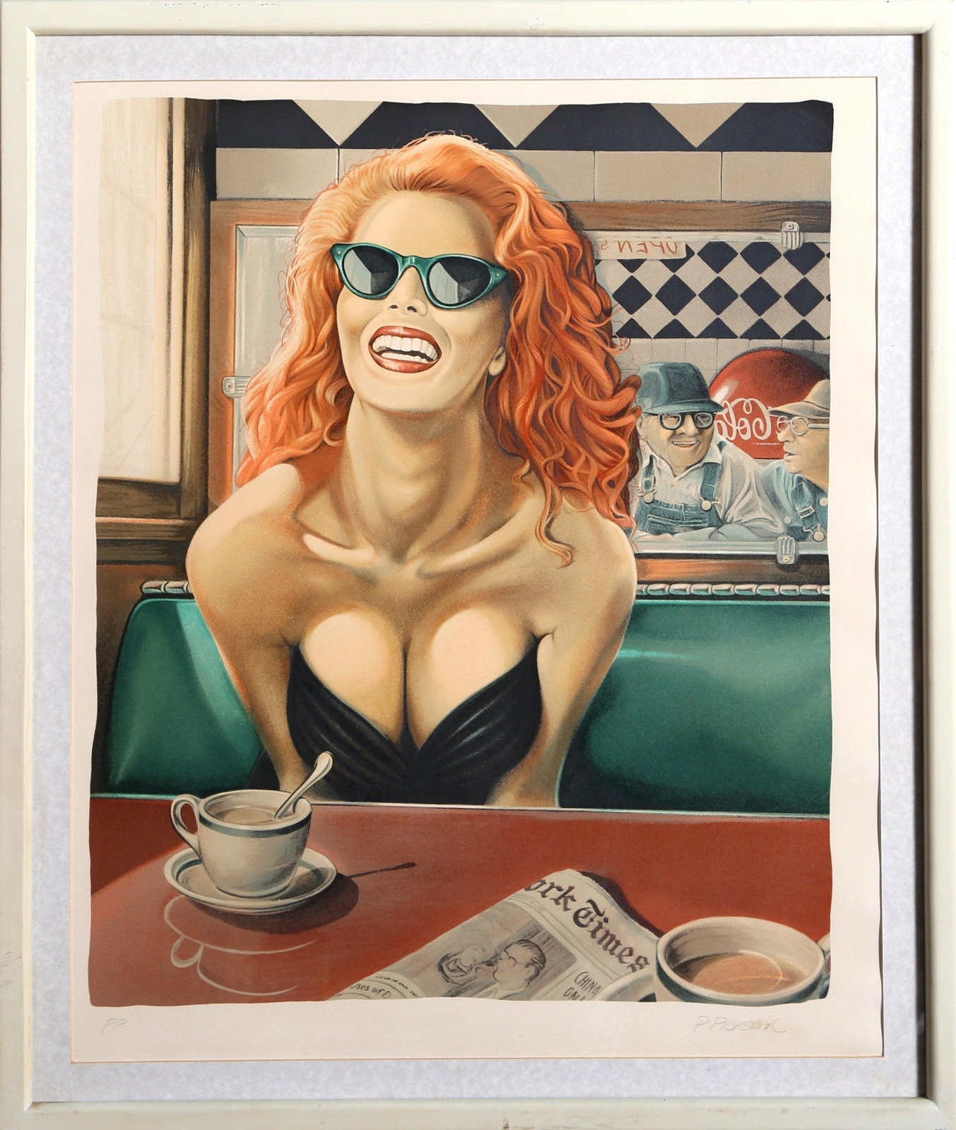 Patrick Anthony Pierson, Woman in Diner, Lithograph, signed in pencil