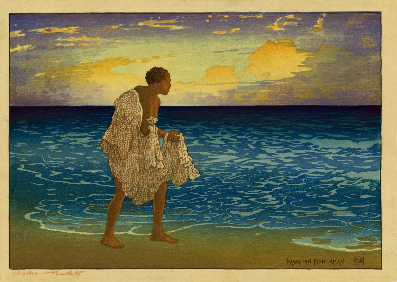 Hawaiian Fisherman By Charles Bartlett – Quality Matte Print – FRAME ME