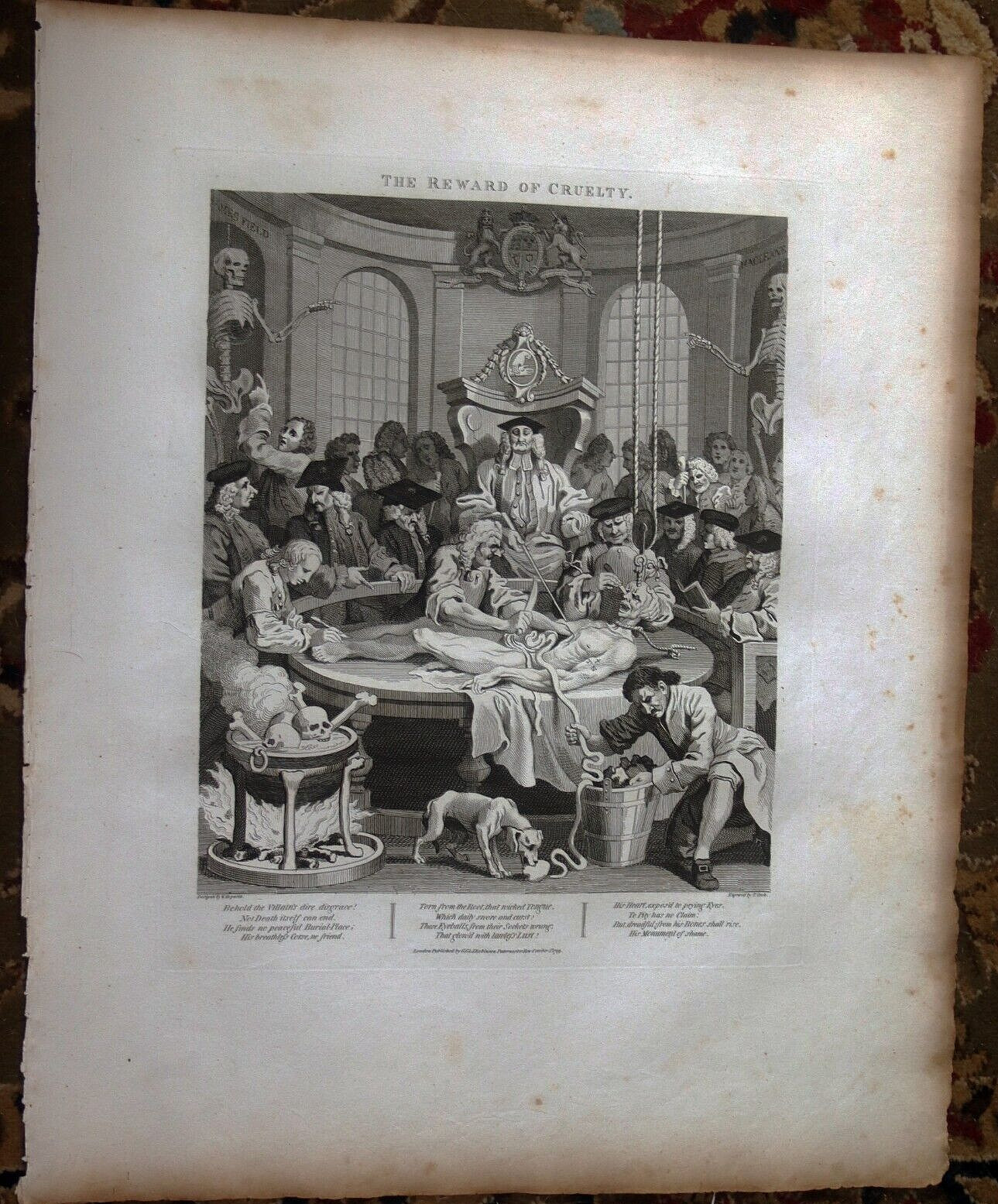 1799 After William Hogarth Engraving REWARD OF CRUELTY Thomas Cook