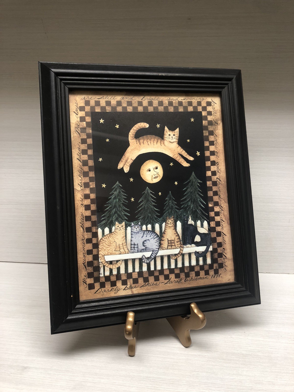 Linda Spivey Halls of Night Framed Print Cats Celestial Moon Rustic Farmhouse
