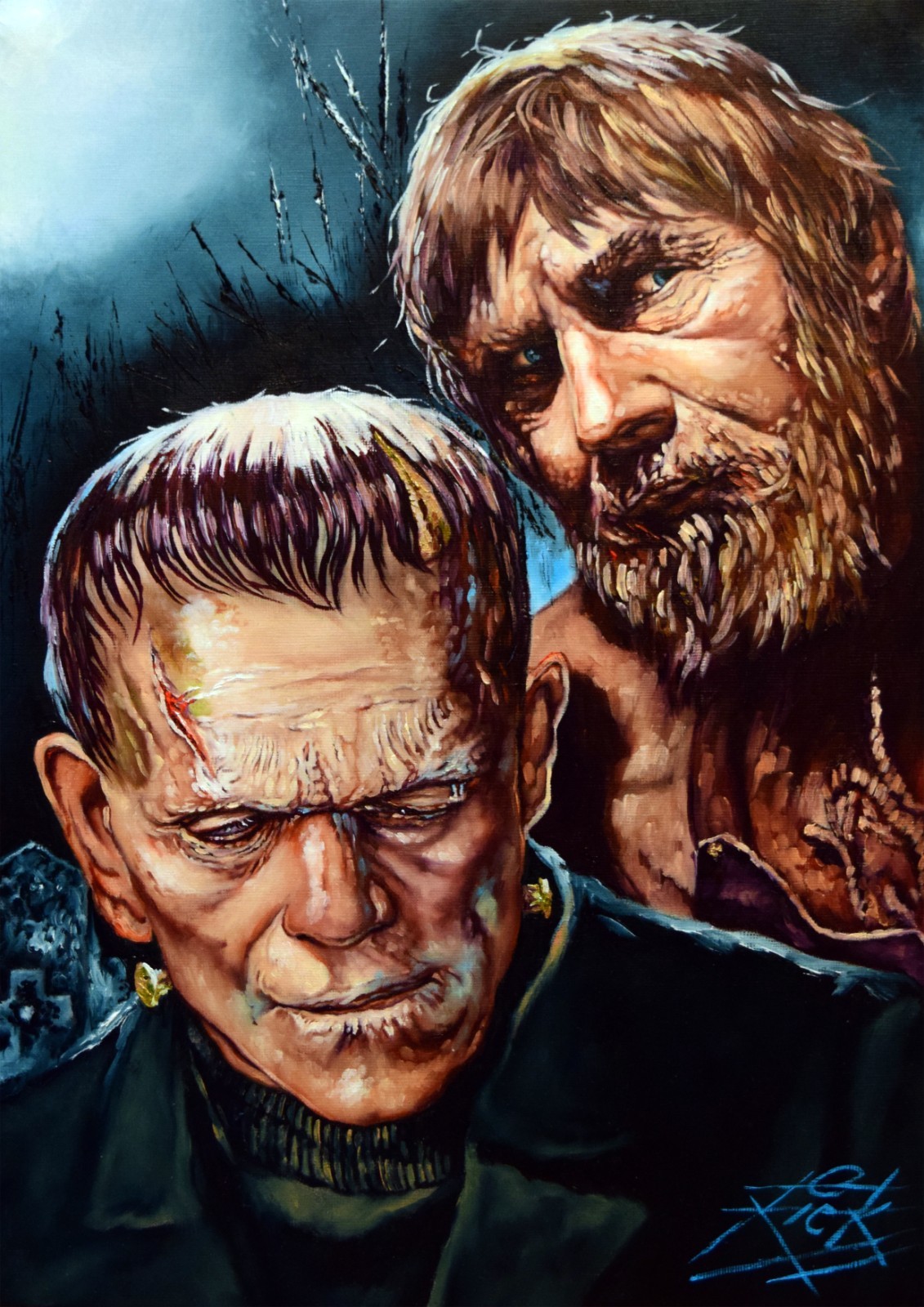 Universal Monsters / Mounted Mini Masterpieces / 4 Signed Rick Melton Art Prints