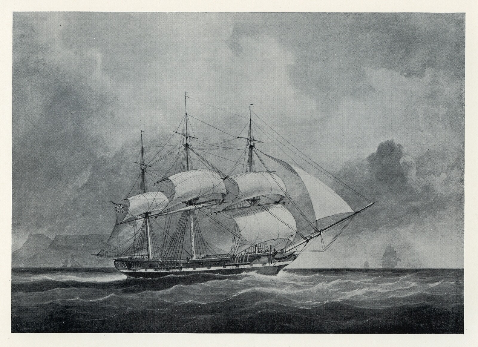 The MALCOLM East Indiaman Tall Sailing Ship, 1925 vintage nautical print