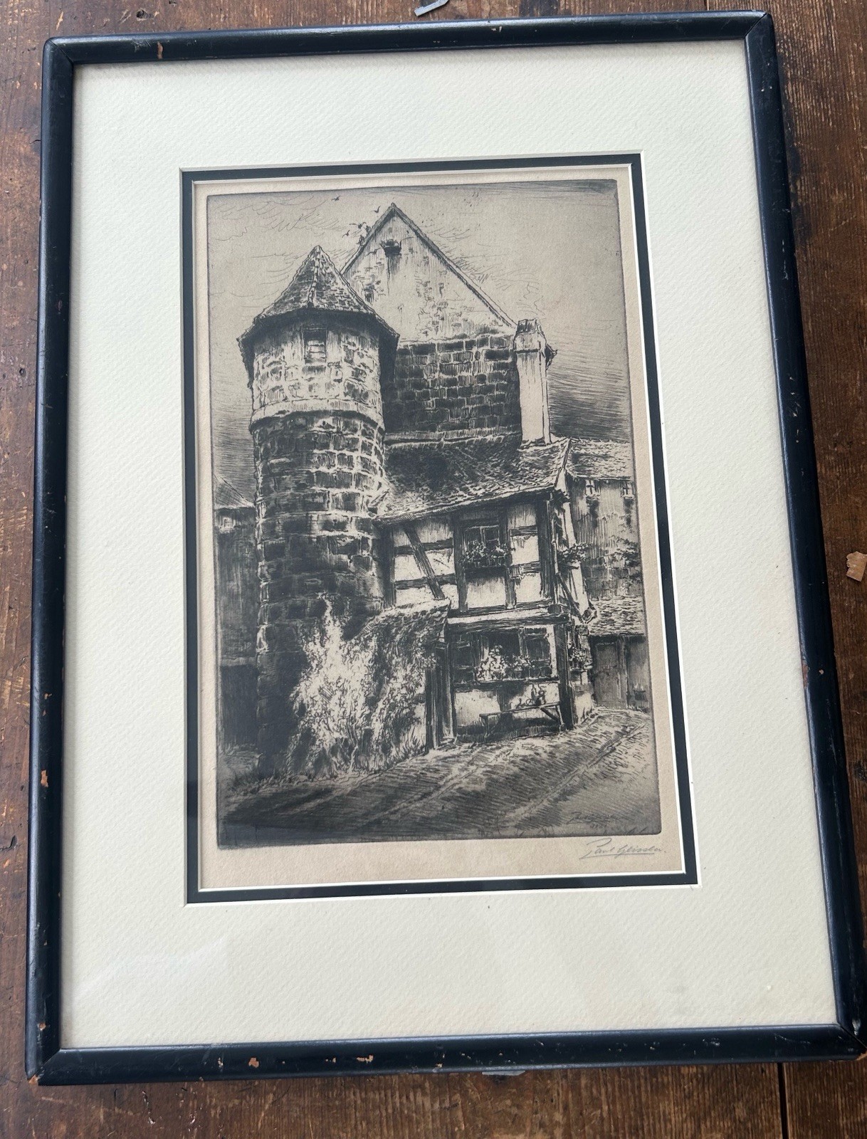 Paul Geissler 1921 Original Etching Pencil Signed German Street Scene