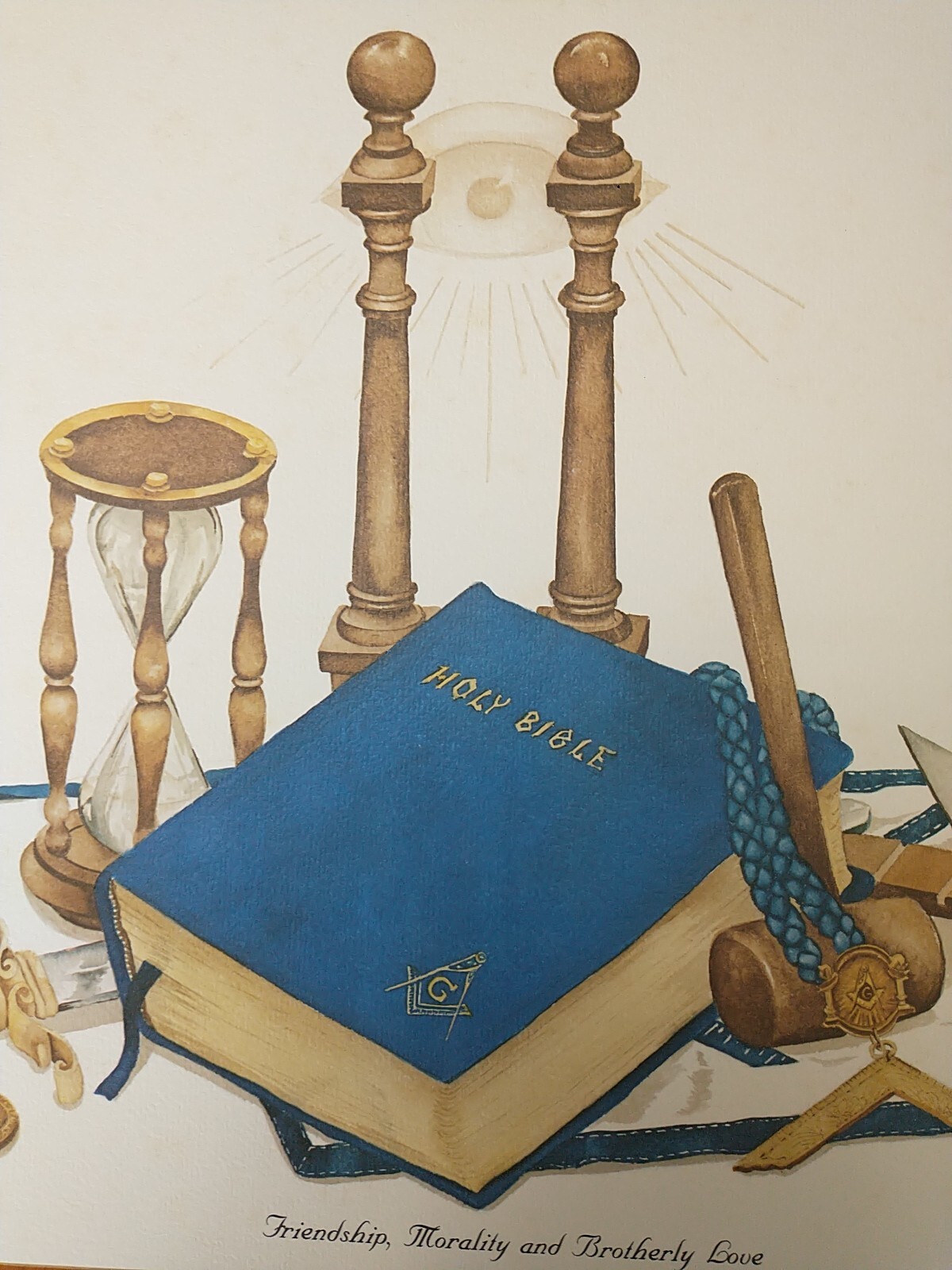 Jan Anderson “Friendship, Morality and Brotherly Love” Signed Print 1980 Masonic