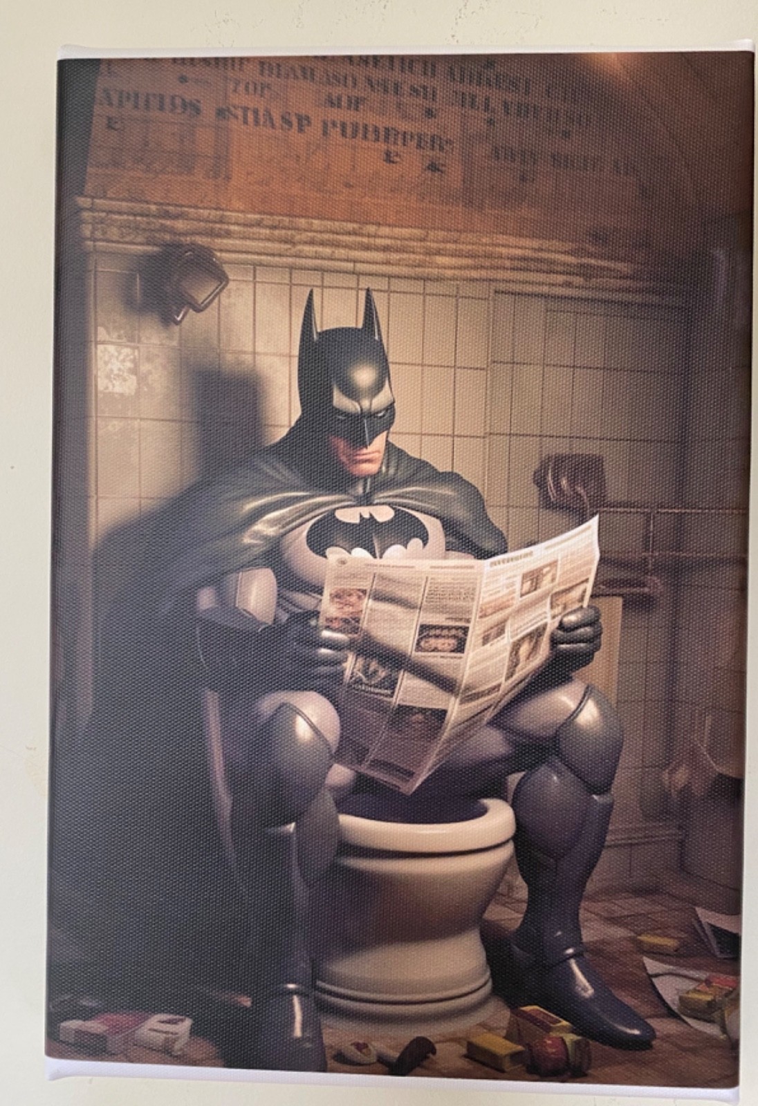 Batman Canvas Wall Art Picture Print 20x30cm toilet superhero funny brand new