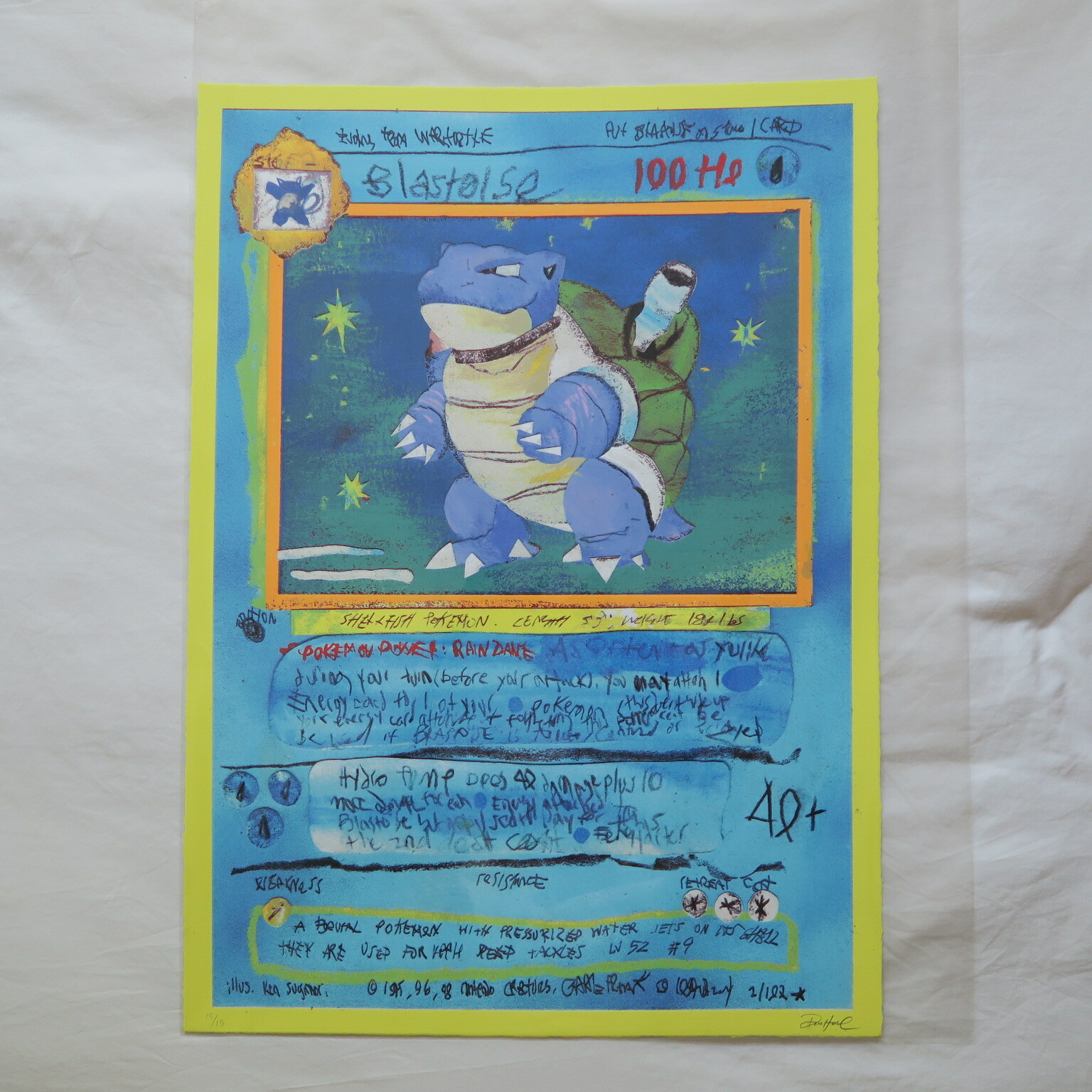 Pokemon 1999 Variant Shiny Blastoise Card 18 Colors 15/15 SIGNED DAVID HEO PRINT