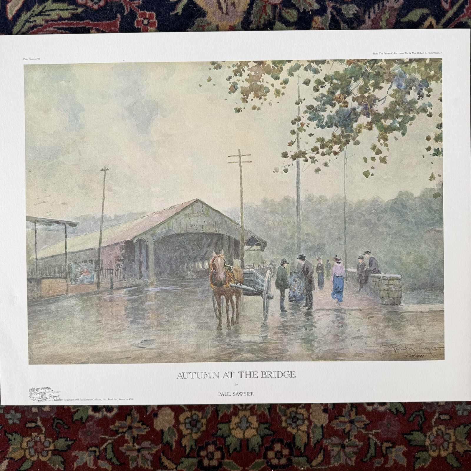 Paul Sawyier Autumn at the Bridge Ltd Ed #952/2750 w/COA + ORIGINAL GALLERY BOX