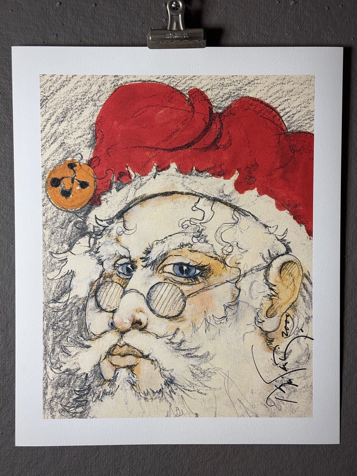 Ramon Santiago “SANTA CLAUS” Hand-Signed & Dated 2000 small Art Print Excellent!