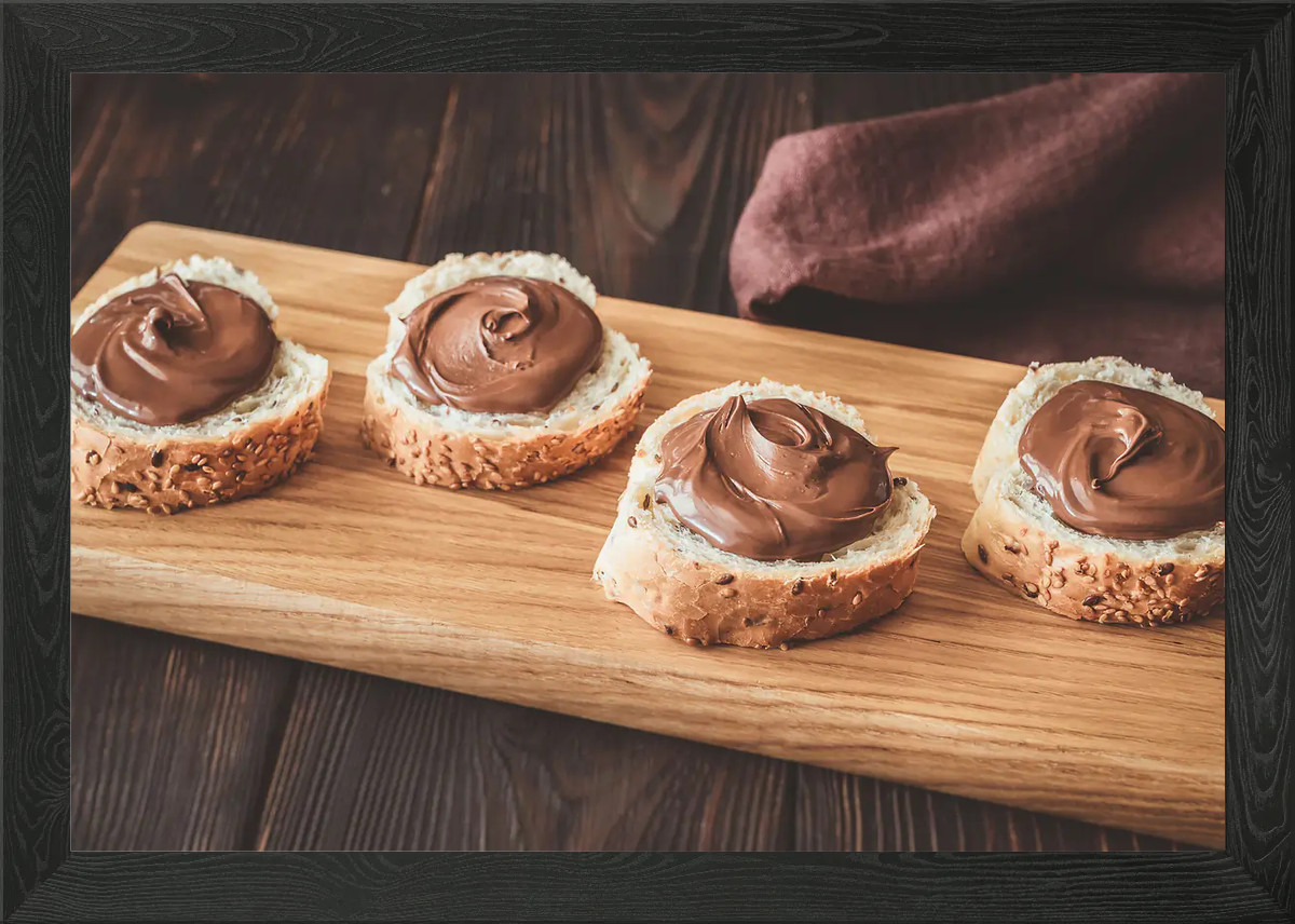 Baguette with nutella Framed Wall Art Poster Canvas Print Picture