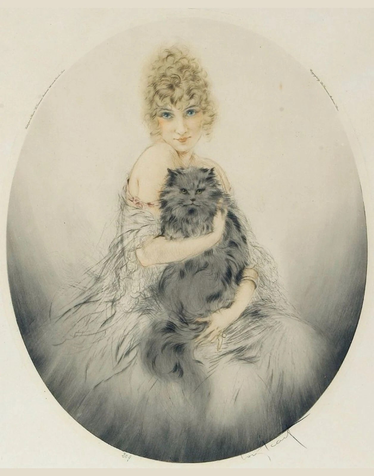 Persian Cat by Louis Icart 16″X20″ GLOSSY POSTER PRINT