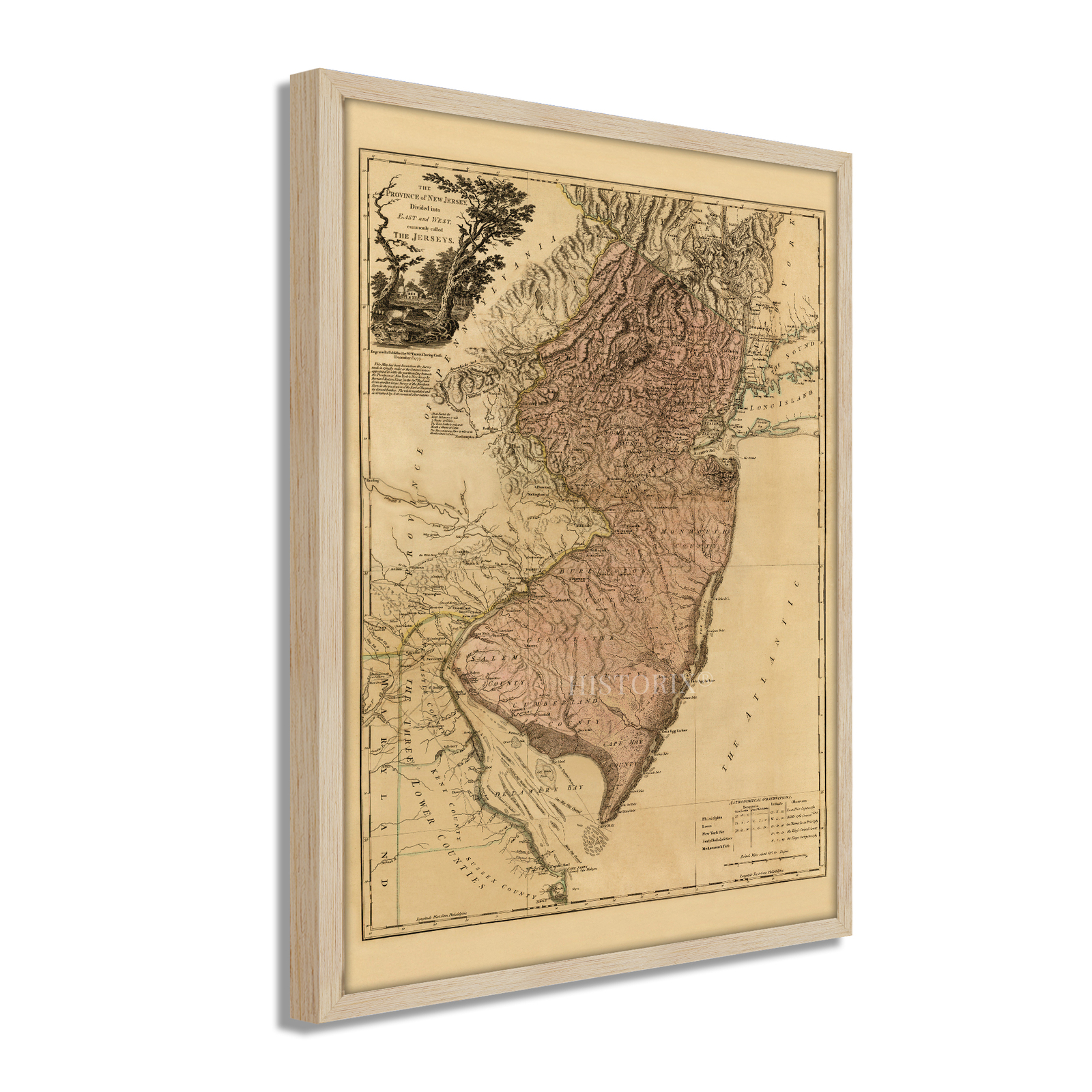 1777 New Jersey Map – Framed Vintage Map of New Jersey Wall Art Poster