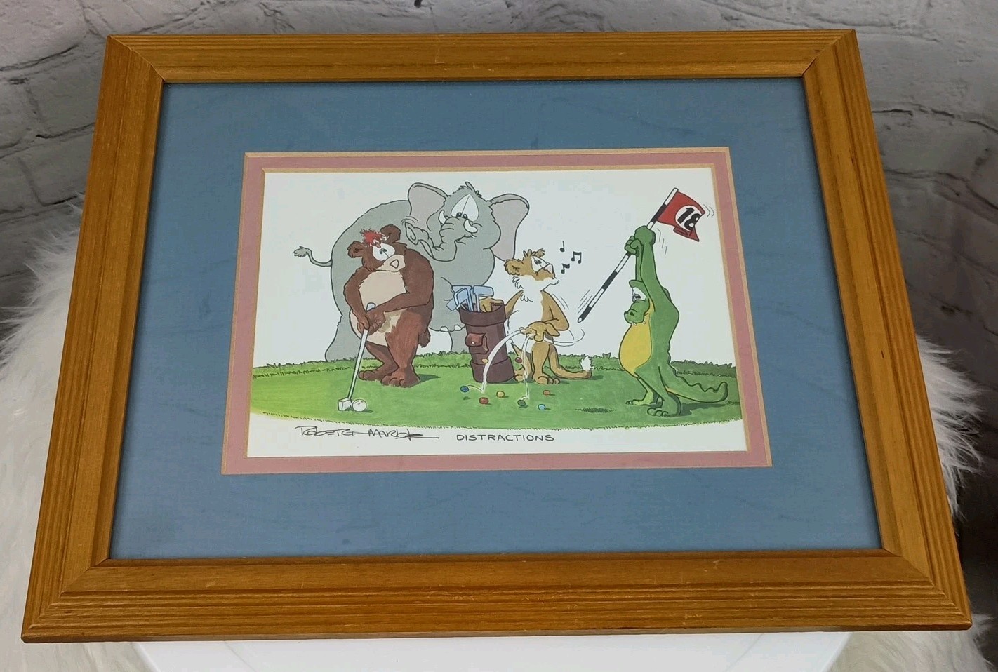 Robert Marble “Distractions” Golf Framed Matted Signed Print